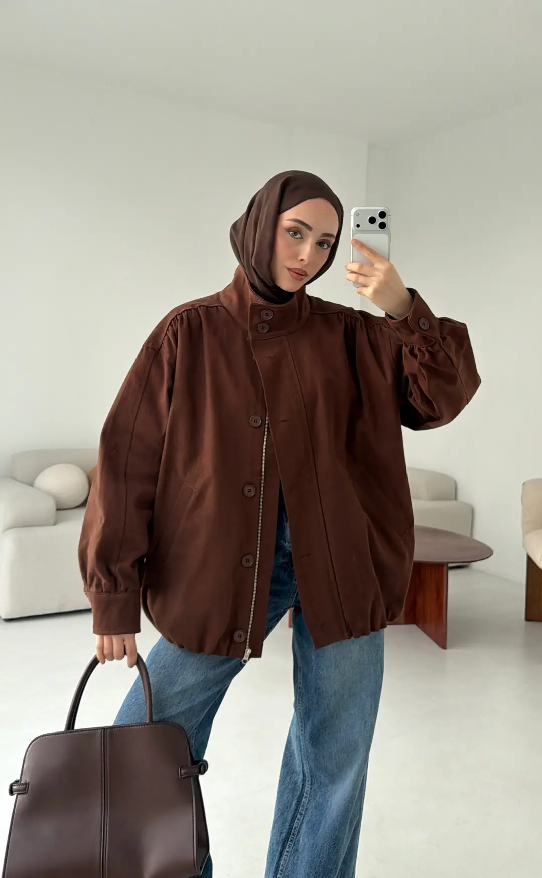 Bomber Gabardin Ceket Kahve