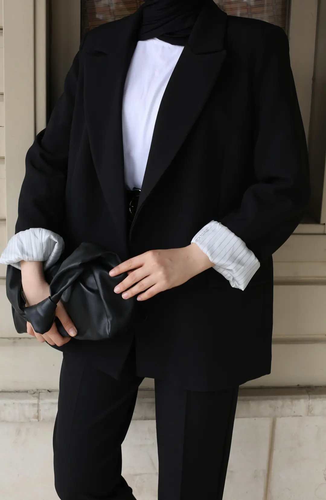Kolu Katlamalı Blazer Ceket Siyah