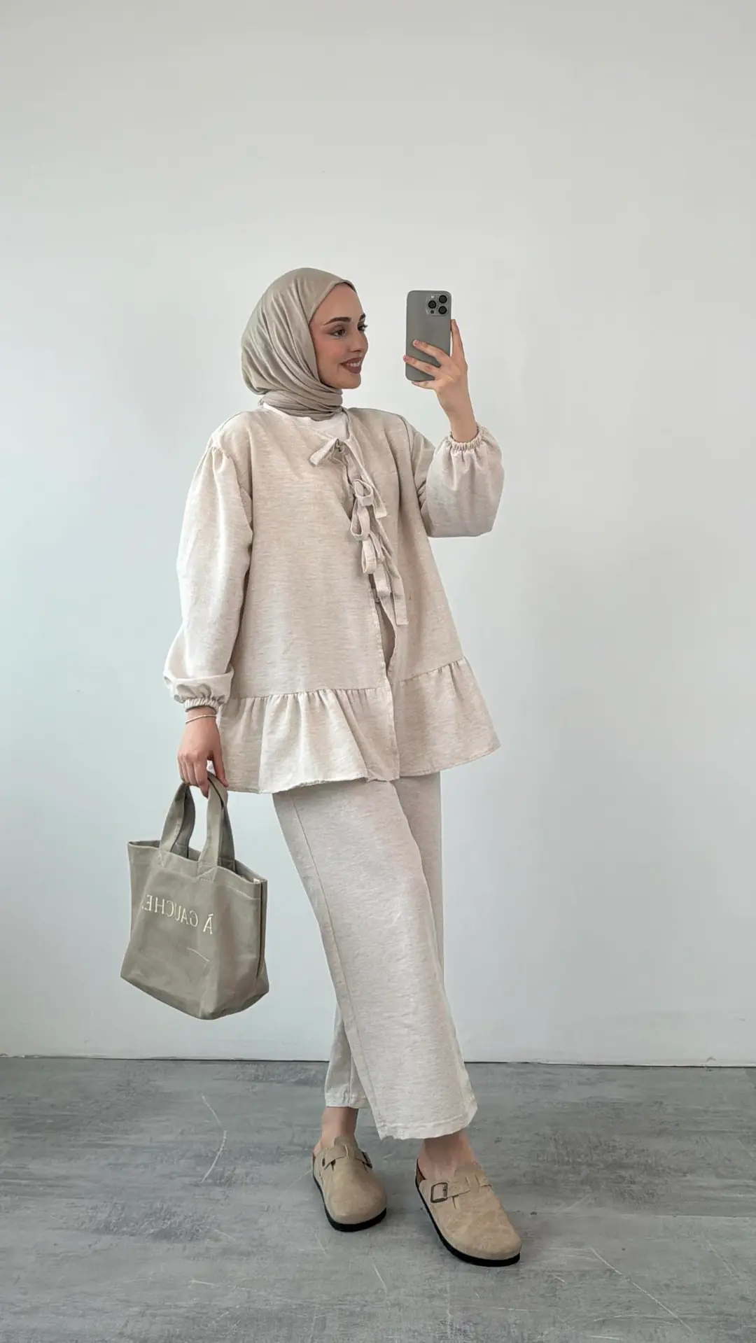 Rose Bağlamalı Takım Ekru