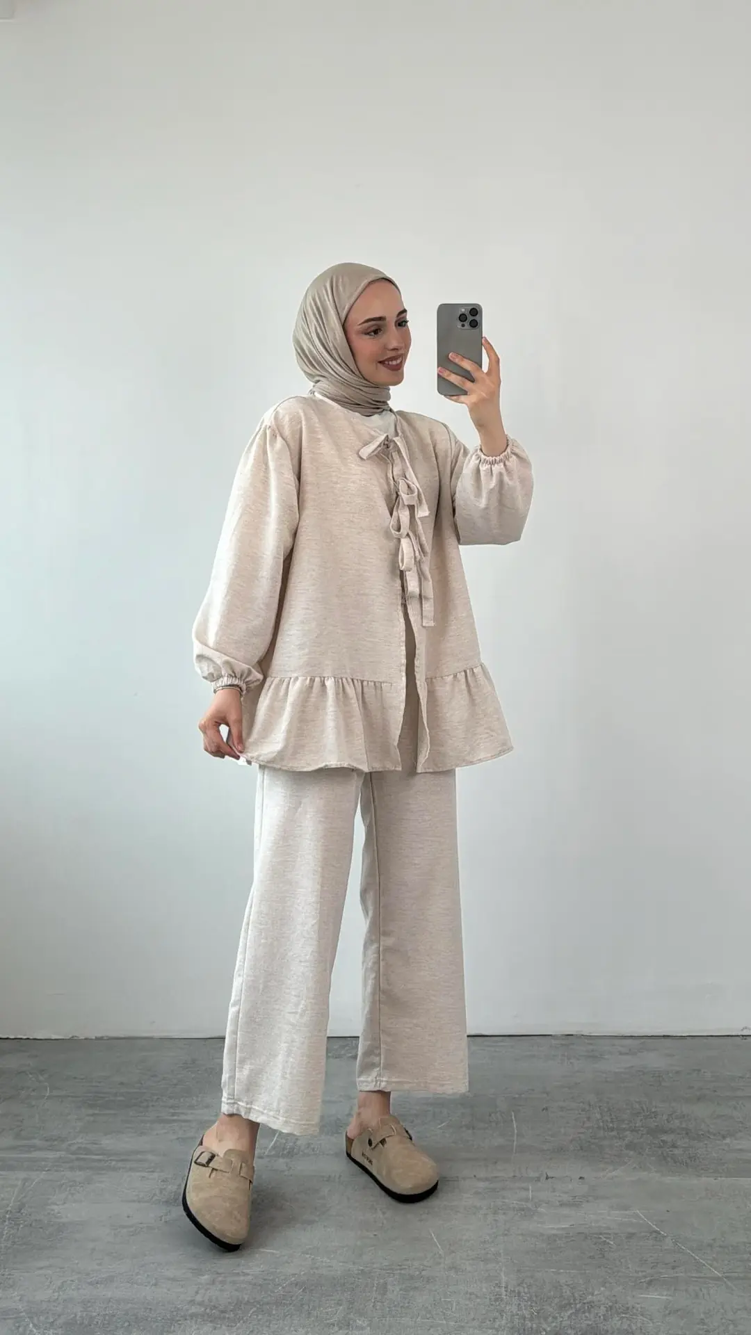 Rose Bağlamalı Takım Ekru