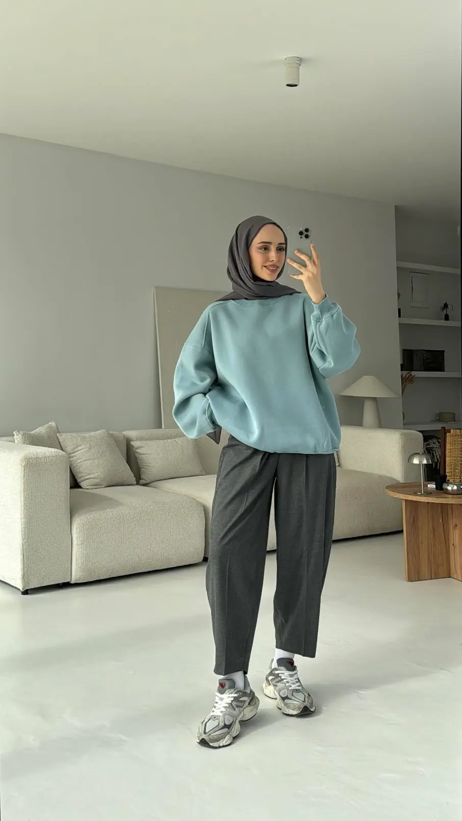 Oversize Mavi Sweatshırt