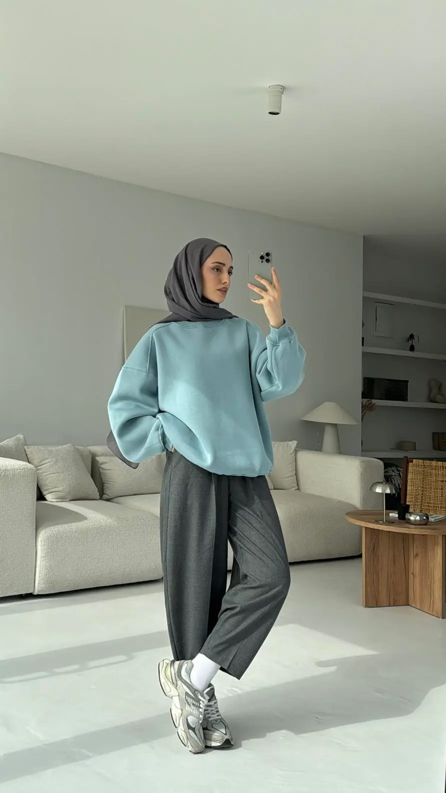 Oversize Mavi Sweatshırt