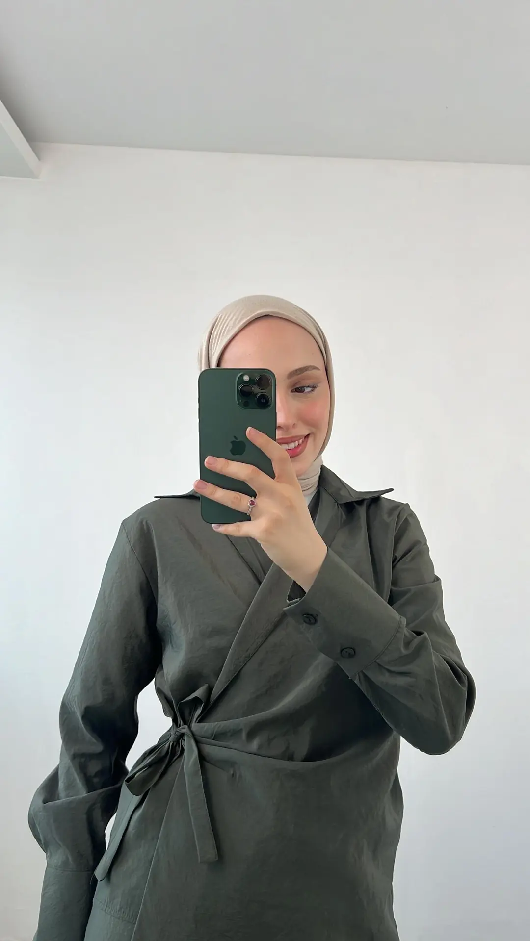 Kruvaze Gömlek Pantolon Takım Haki