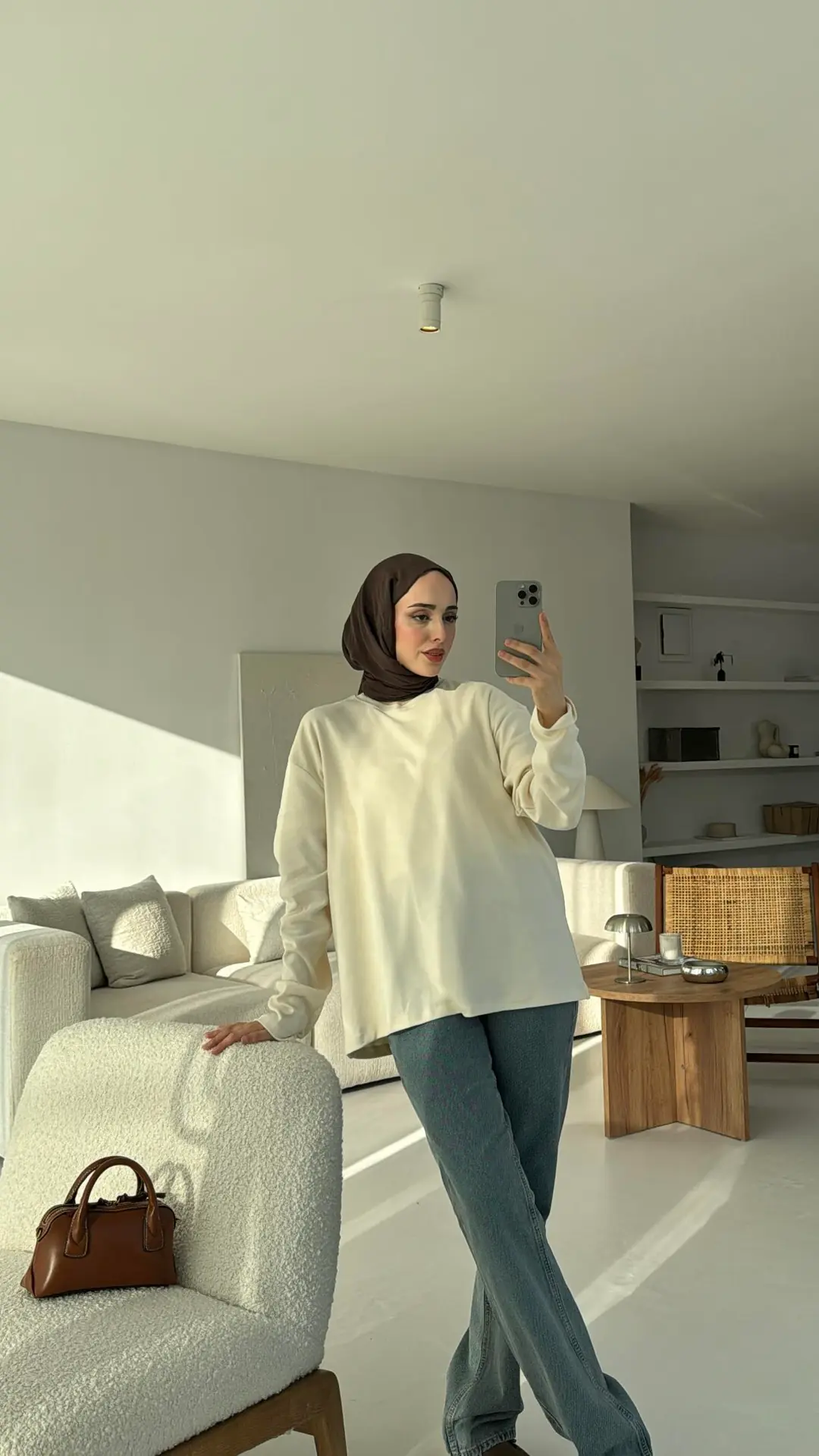 Ekru Basıc Sweatshirt