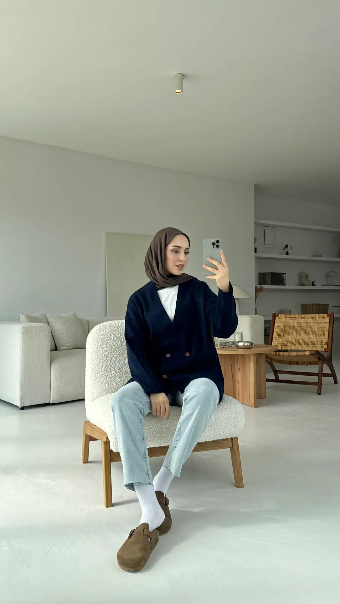 Düğmeli Cepli Triko Hırka Lacivert