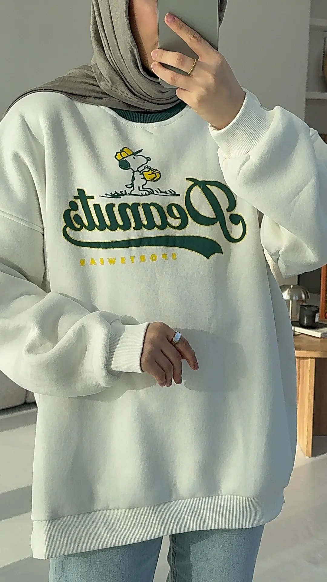 Peanuts Baskılı Oversize Sweatshirt