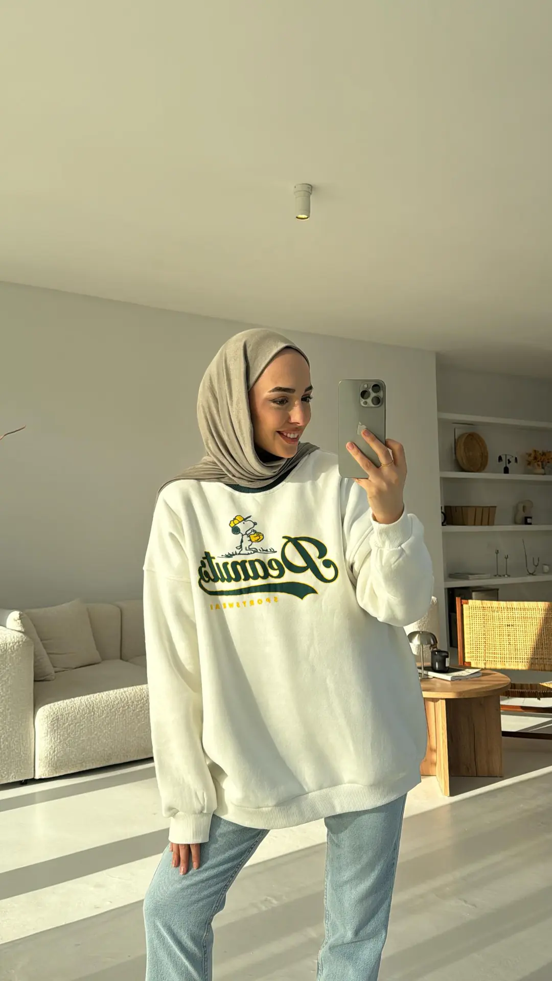 Peanuts Baskılı Oversize Sweatshirt