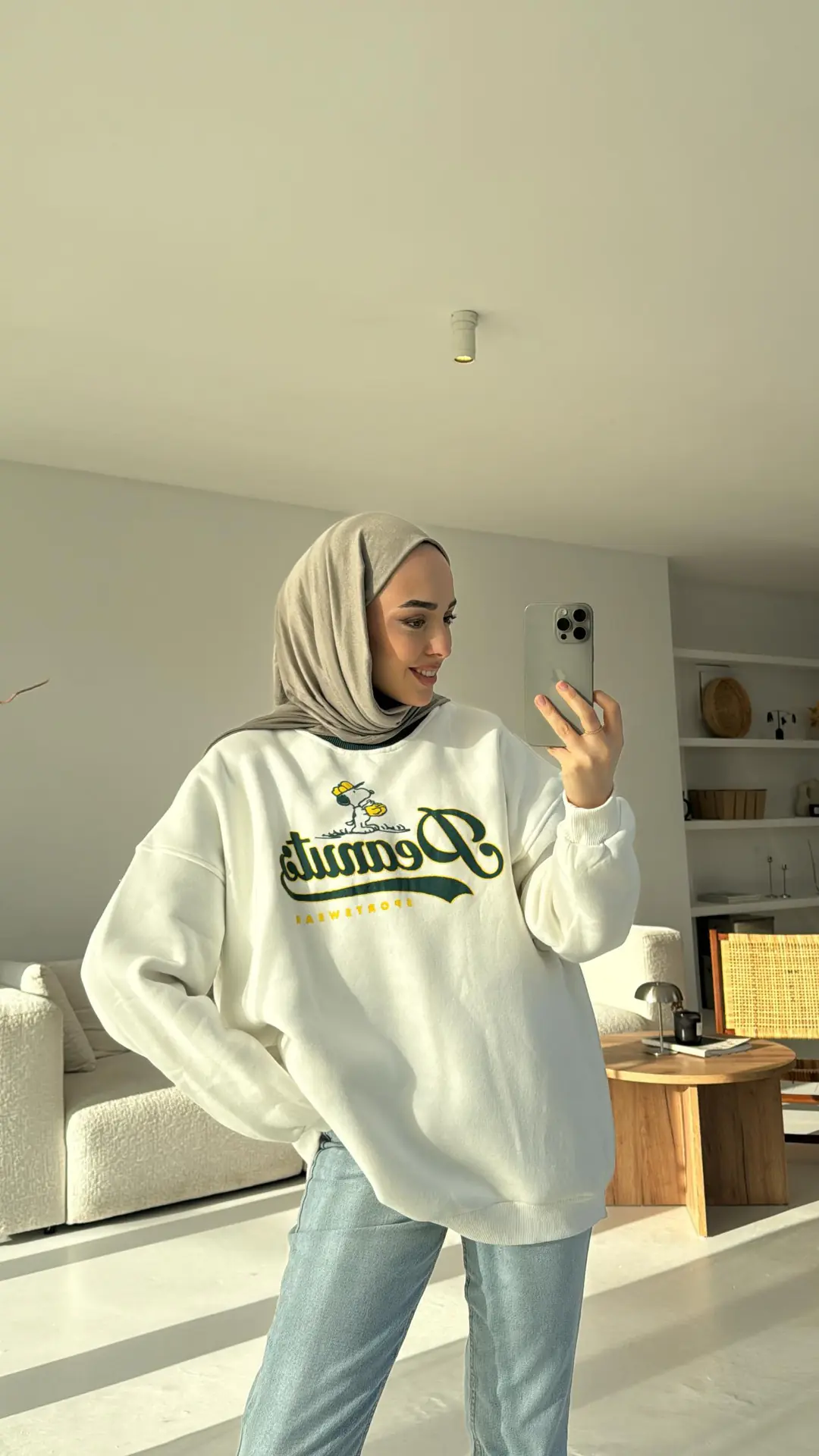 Peanuts Baskılı Oversize Sweatshirt