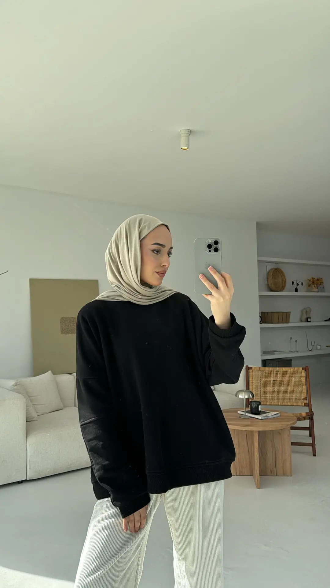 Kolları Dikiş Detaylı Oversize Sweatshirt Siyah