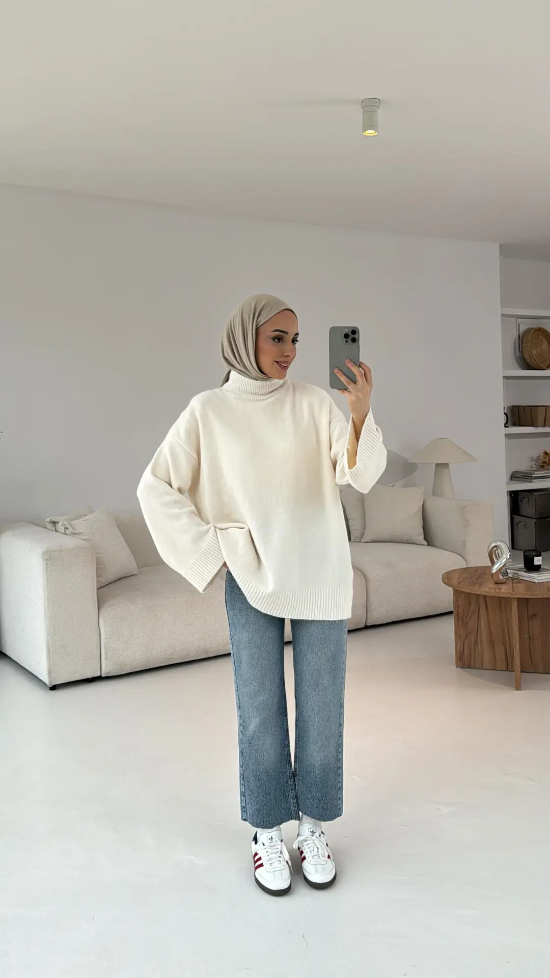 Ekru Yarım Yaka Triko