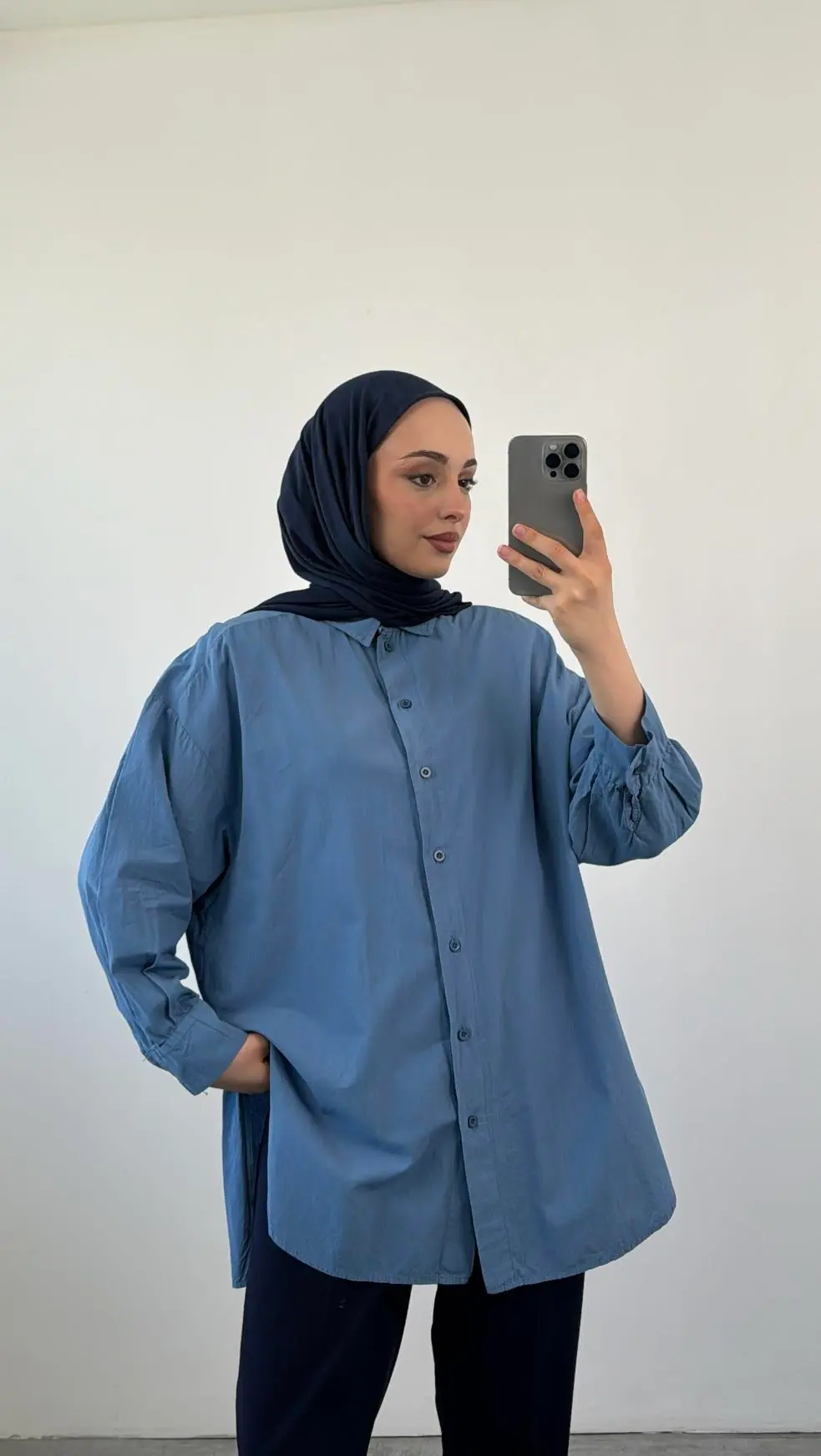 Yıkamalı Cotton Gömlek İndigo
