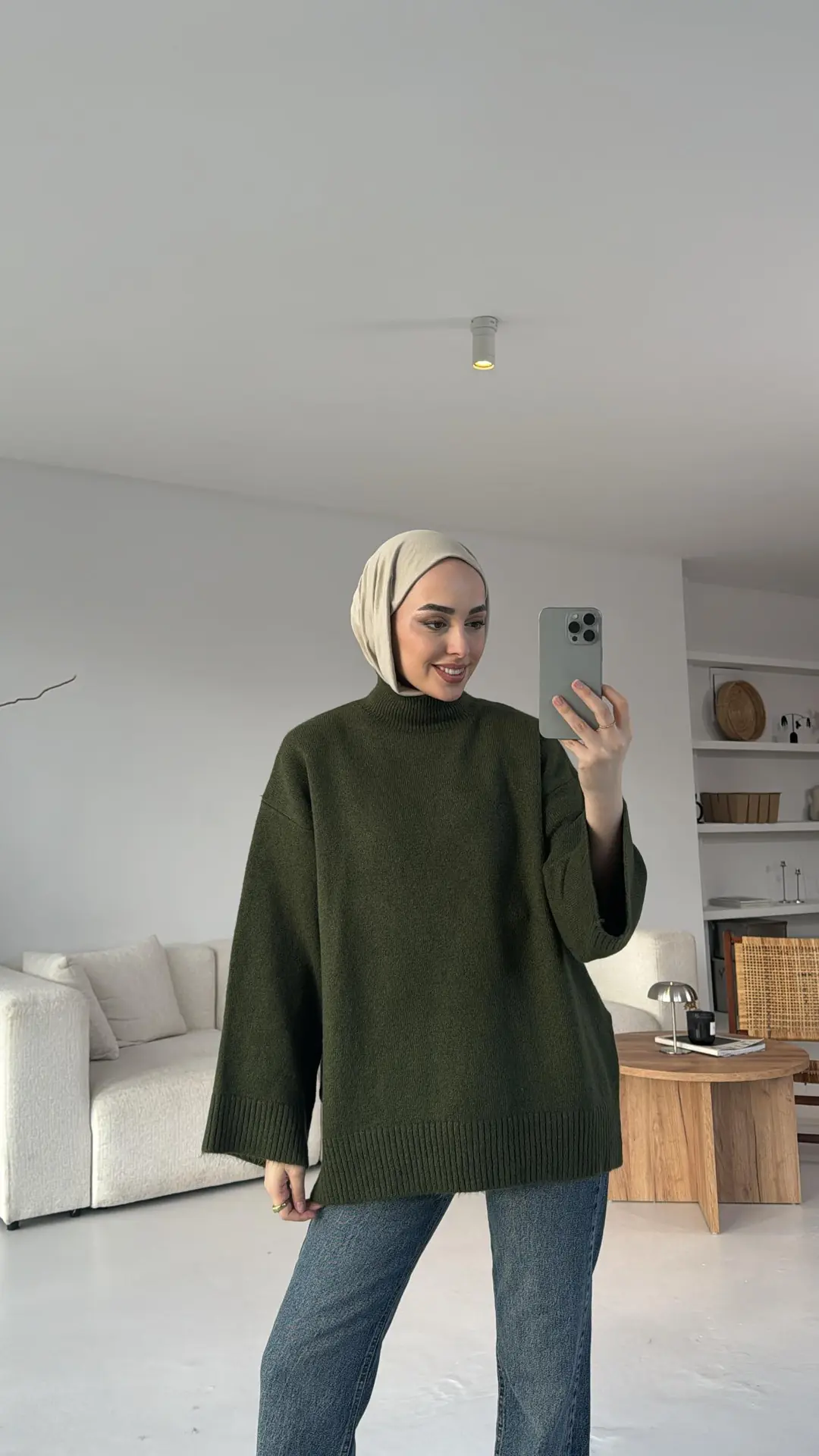Haki Yarım Yaka Triko