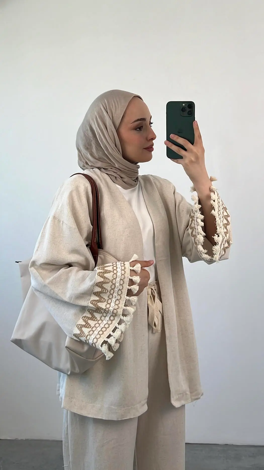Kol Detay Kimonolu Keten Takım Taş