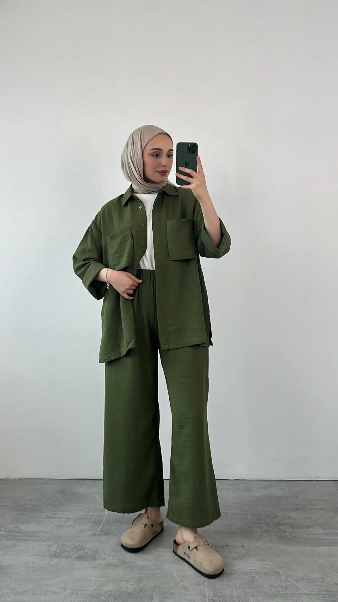 Torba Cep Gömlek Pantolon Takım Yeşil