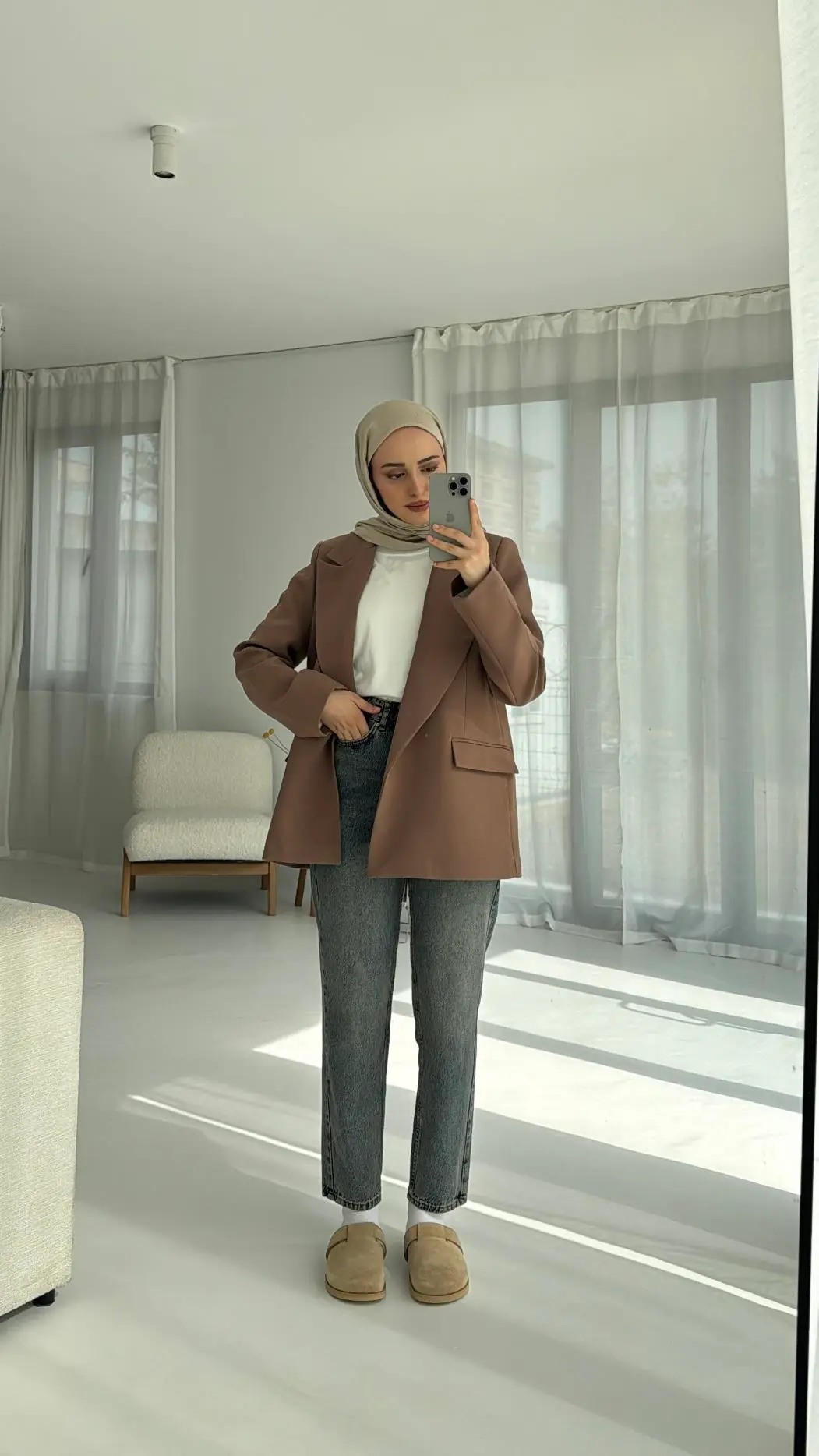 Kolu Katlamalı Blazer Kahve