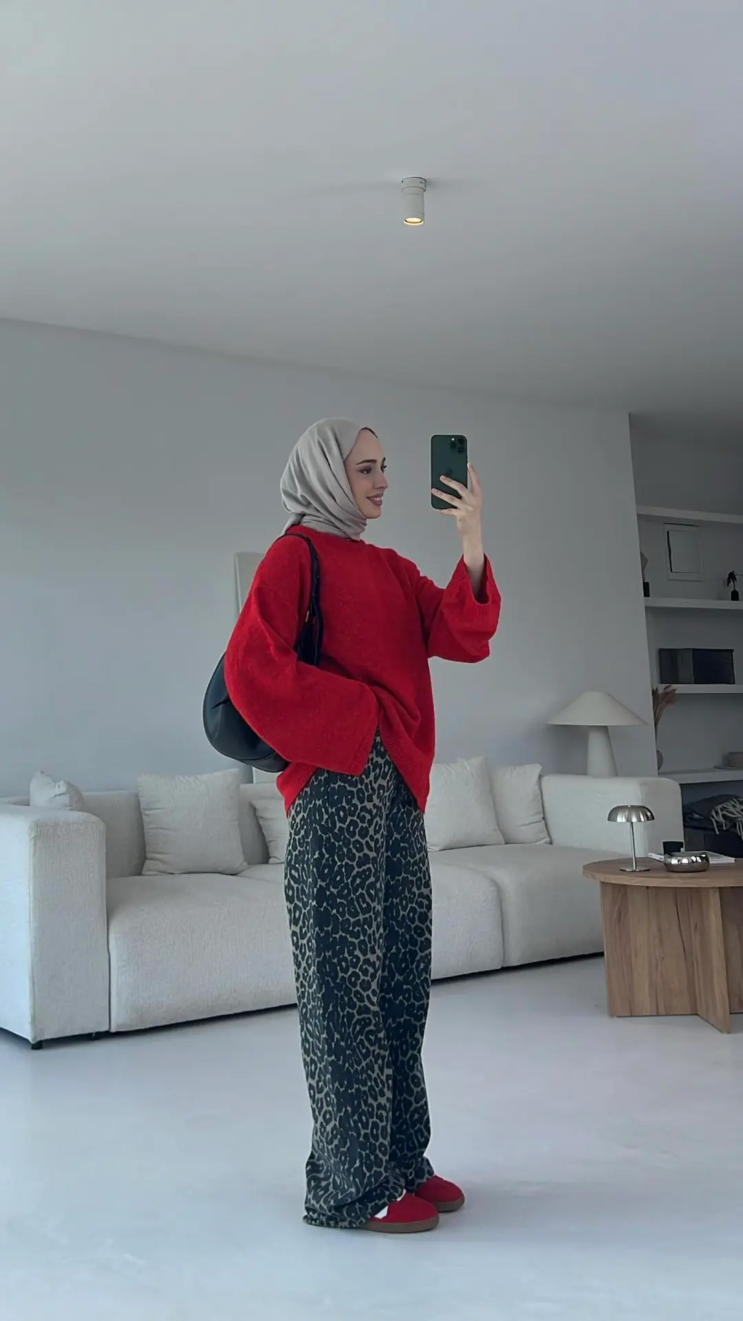 Geniş Kol Basıc Kazak Kırmızı