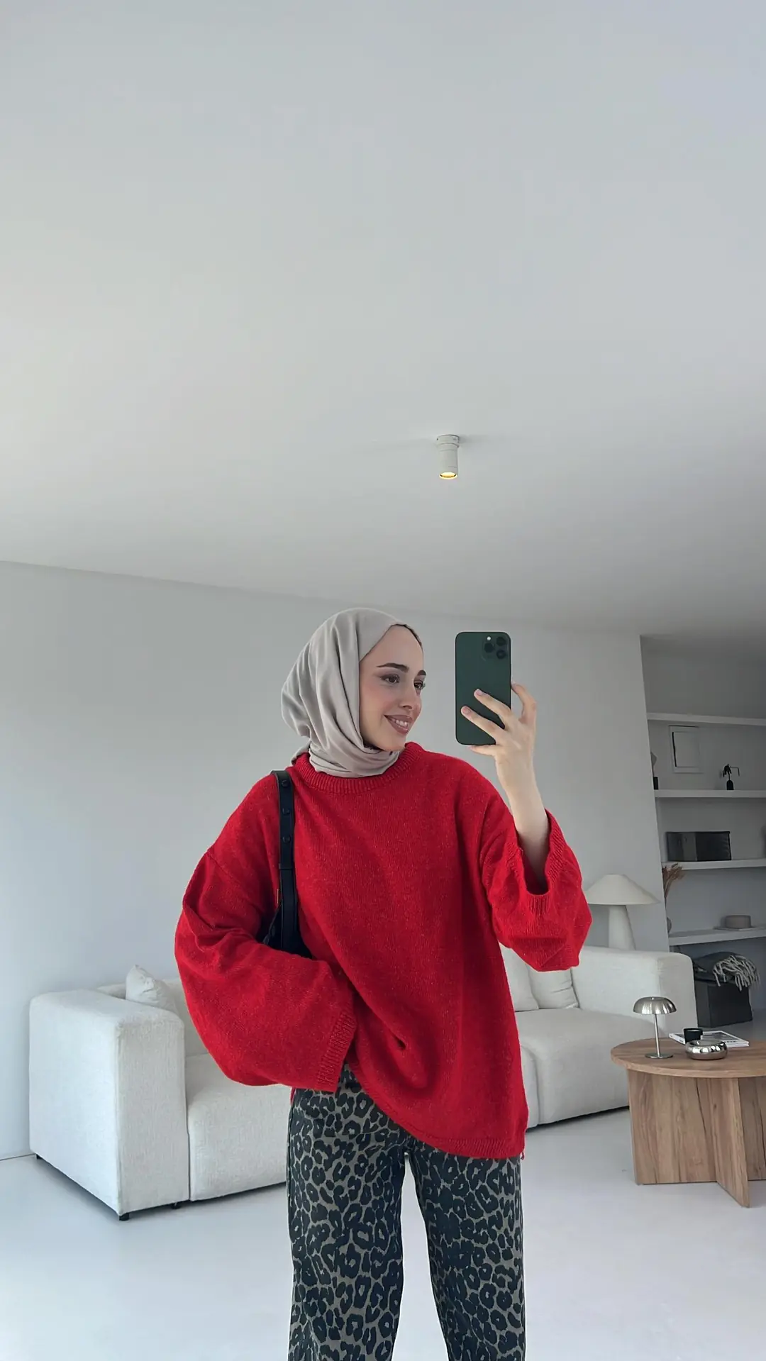 Geniş Kol Basıc Kazak Kırmızı