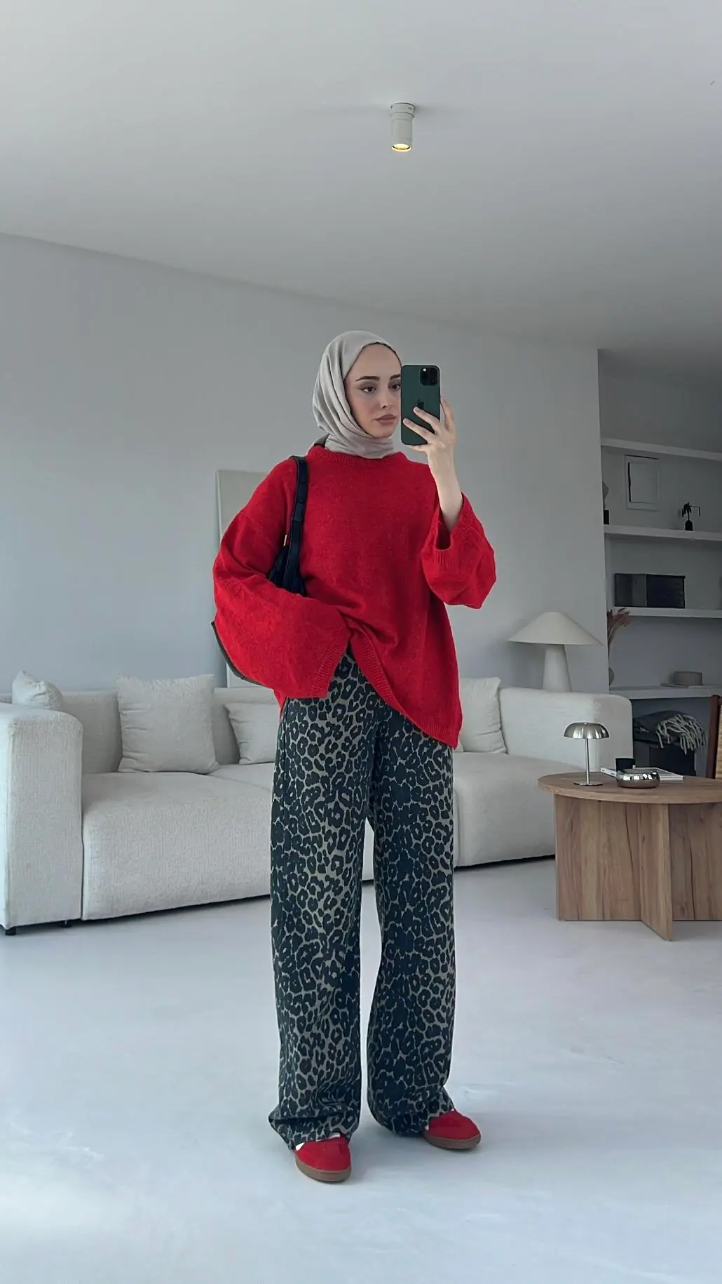 Geniş Kol Basıc Kazak Kırmızı