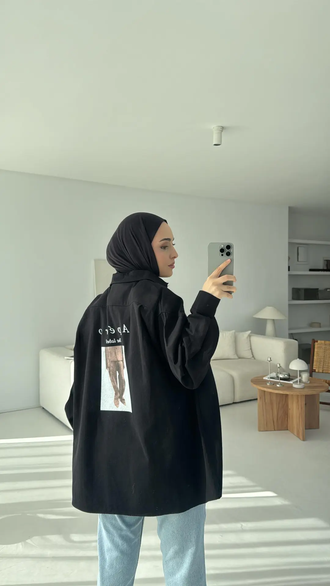Apero Baskılı Gabardin Ceket Siyah