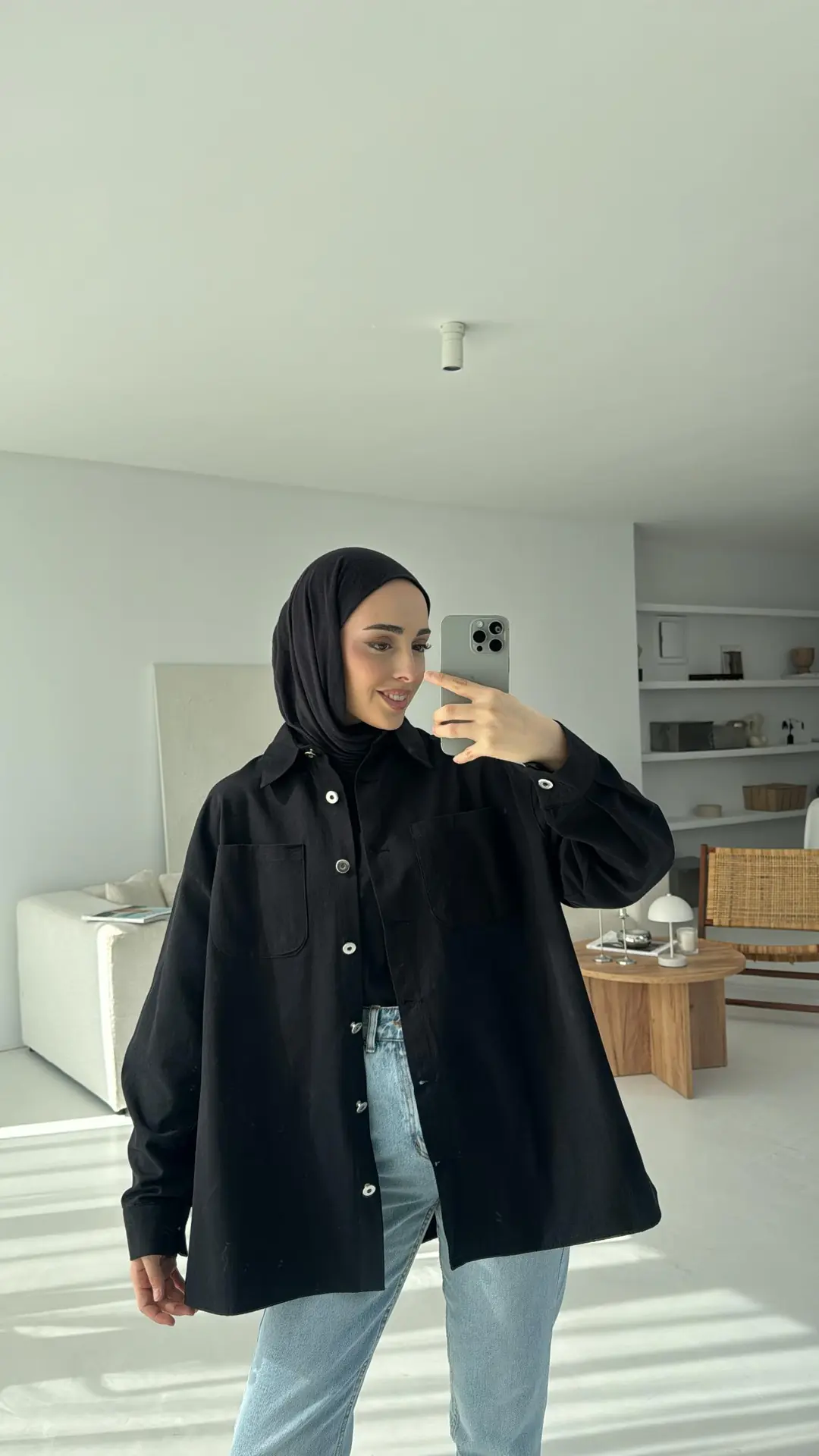 Apero Baskılı Gabardin Ceket Siyah