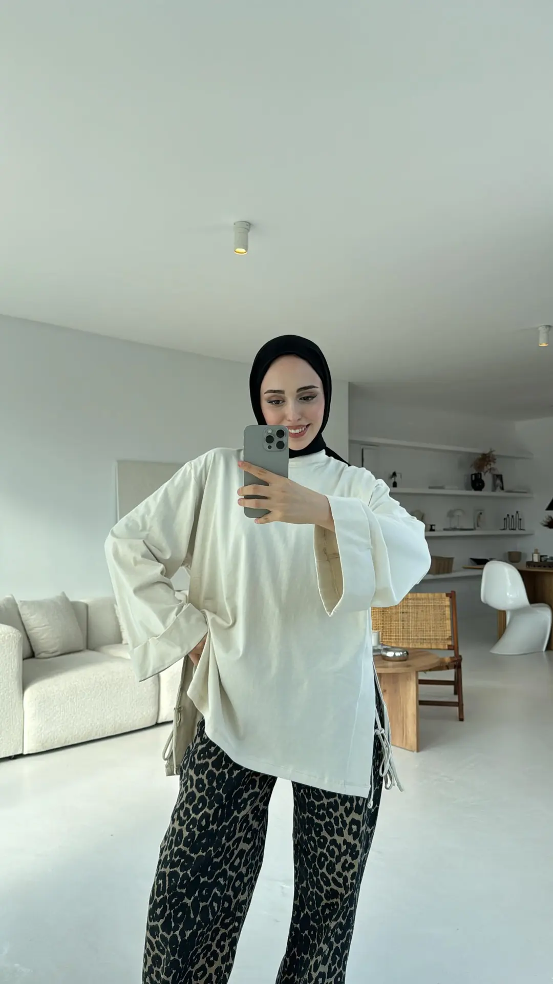 Yanları Bağlamalı Geniş Kol Sweatshirt Taş