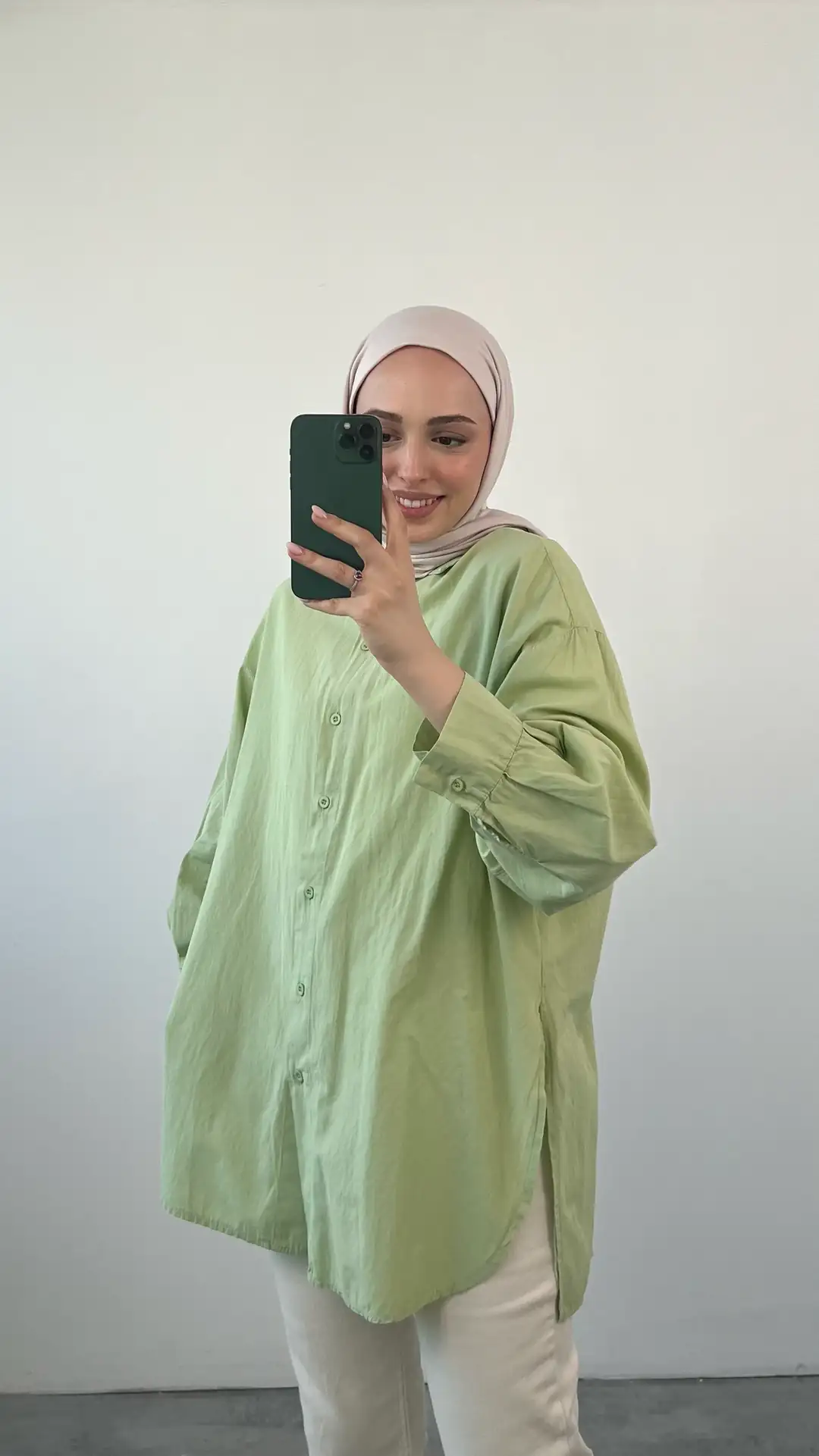 Yıkamalı Cotton Gömlek Mint