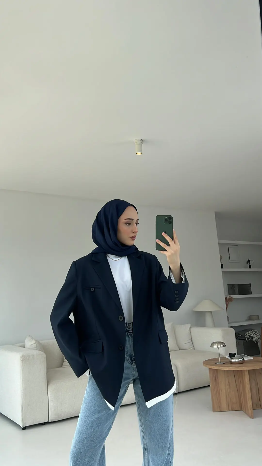 Arkası Baskılı Blazer Ceket Lacivert
