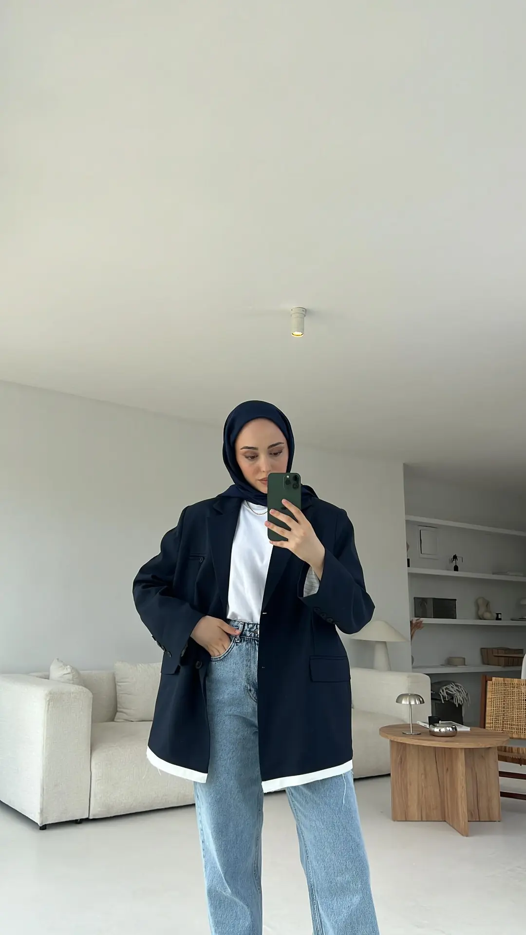 Arkası Baskılı Blazer Ceket Lacivert