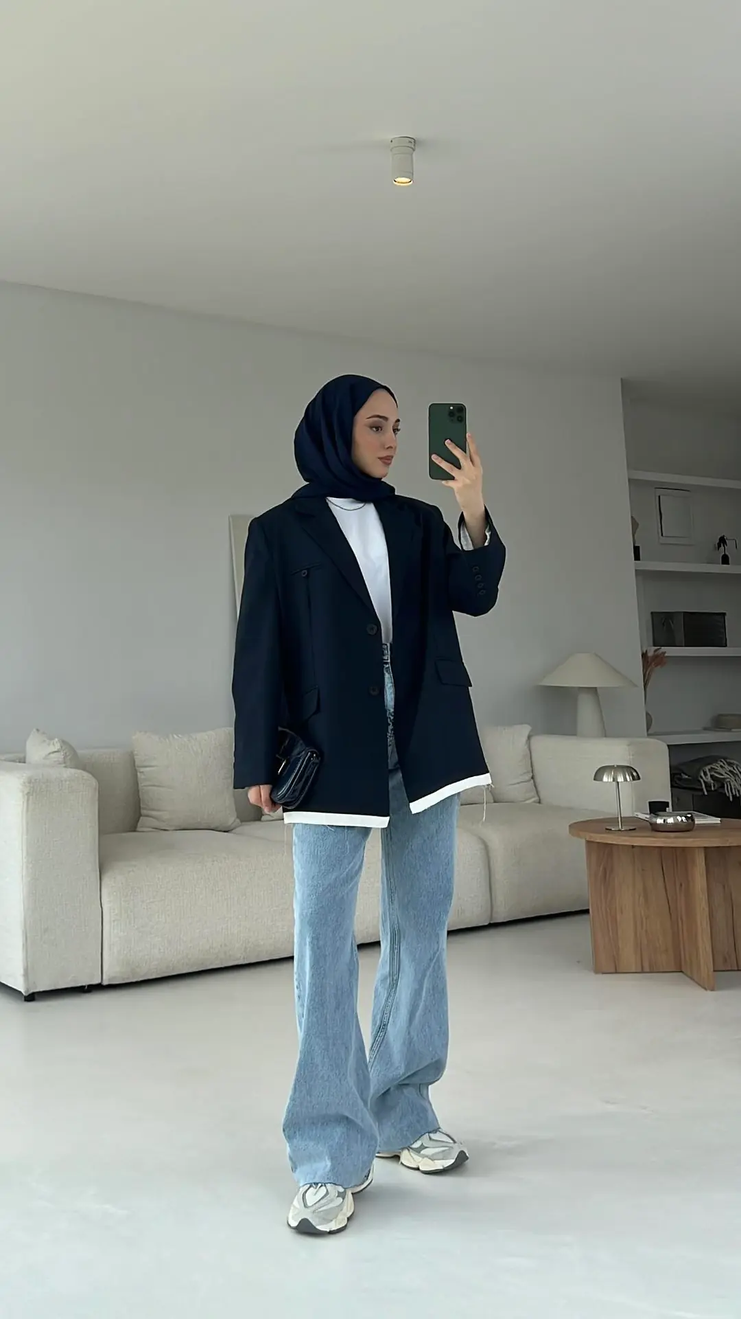 Arkası Baskılı Blazer Ceket Lacivert