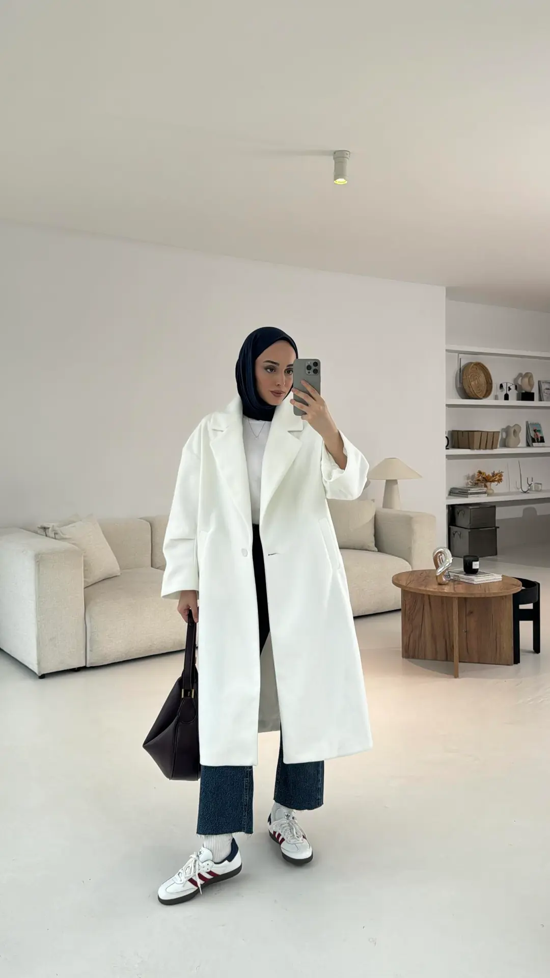 Premium Kaşe Kaban Beyaz