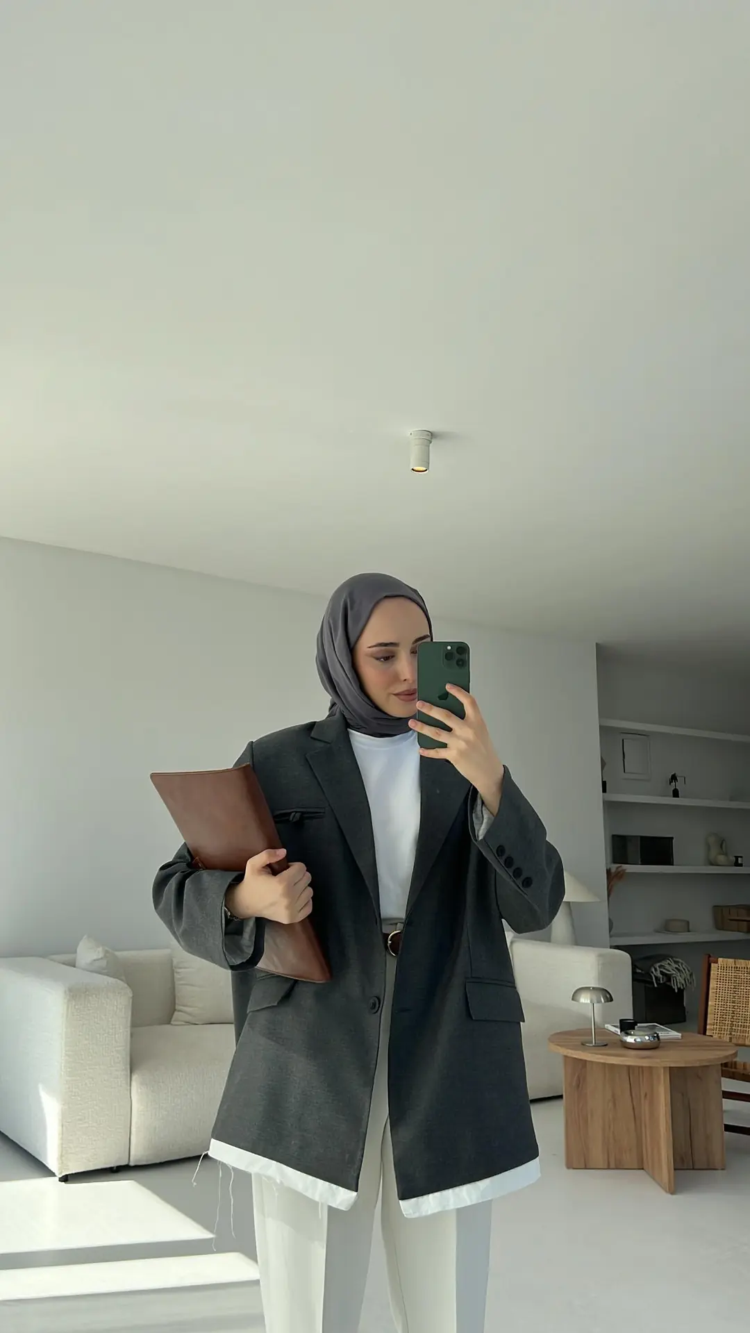 Arkası Baskılı Blazer Ceket Antrasit