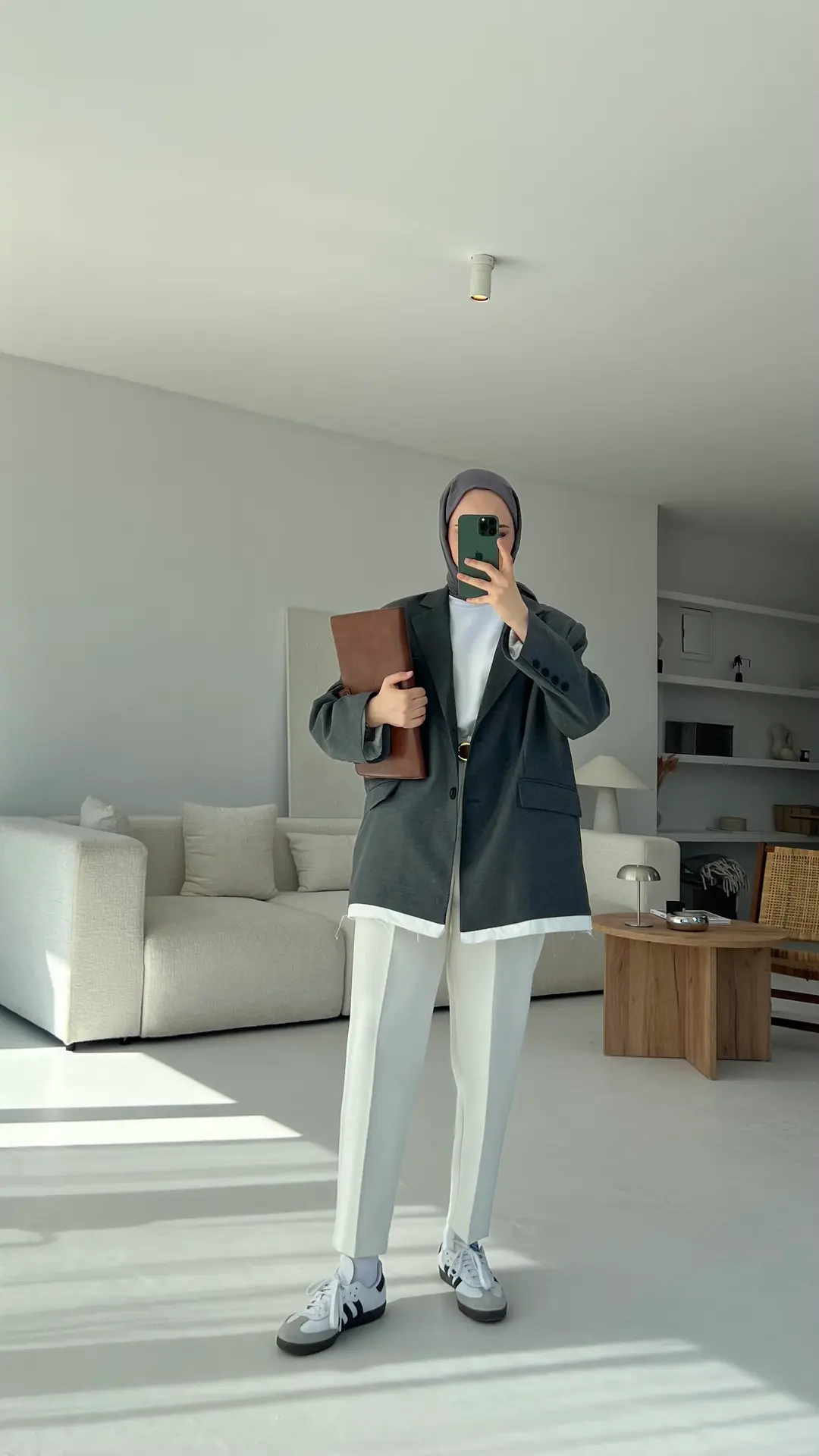 Arkası Baskılı Blazer Ceket Antrasit