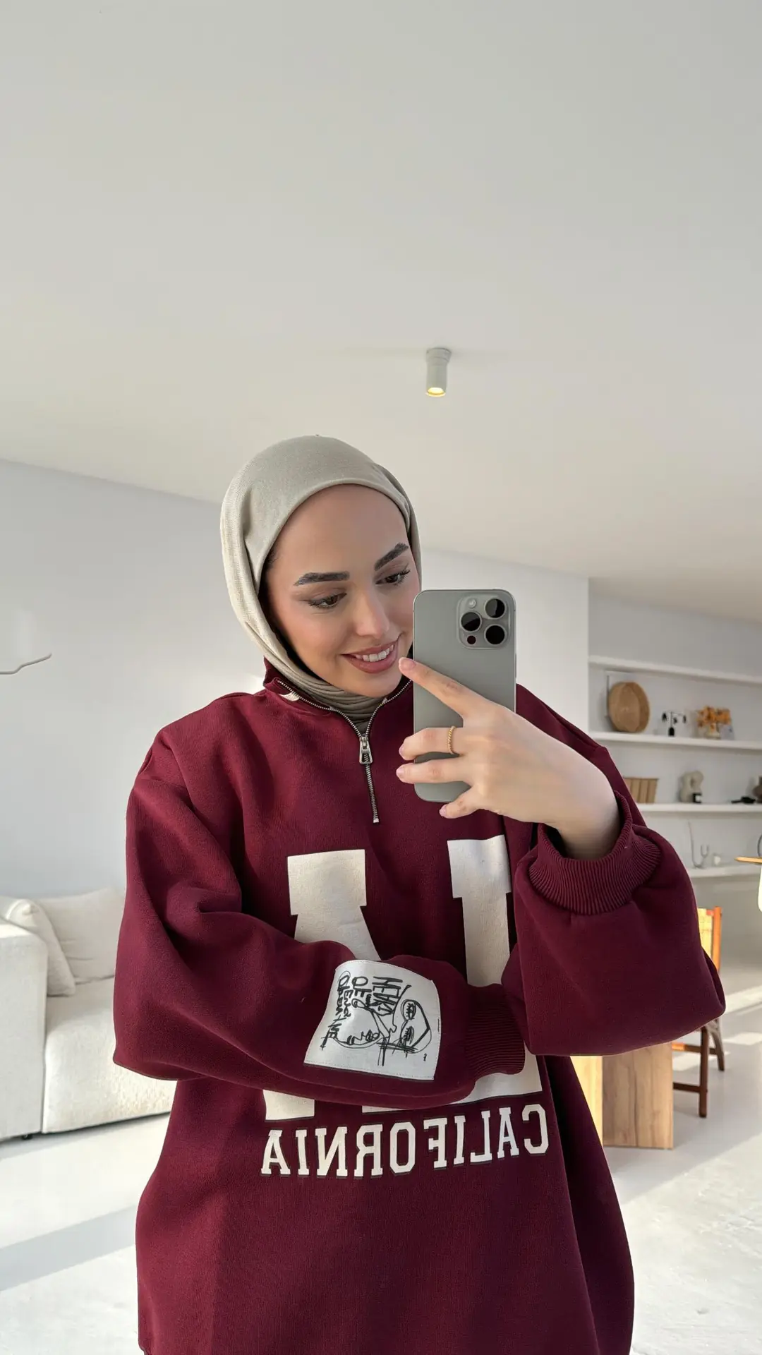 LA California Baskılı Bordo Premium Sweat