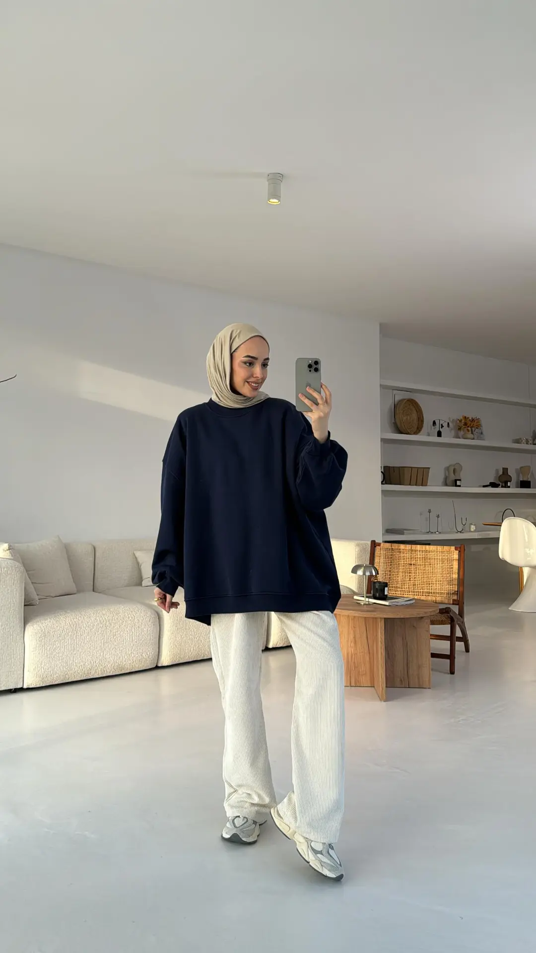 Lacivert Oversize Üç İplik Sweatshirt