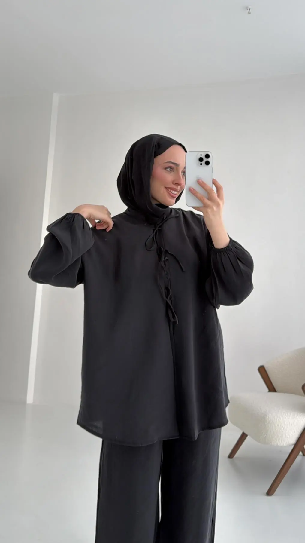 Tencel Bağlamalı Takım Gri