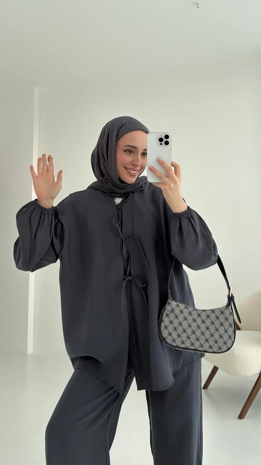 Tencel Bağlamalı Takım Gri