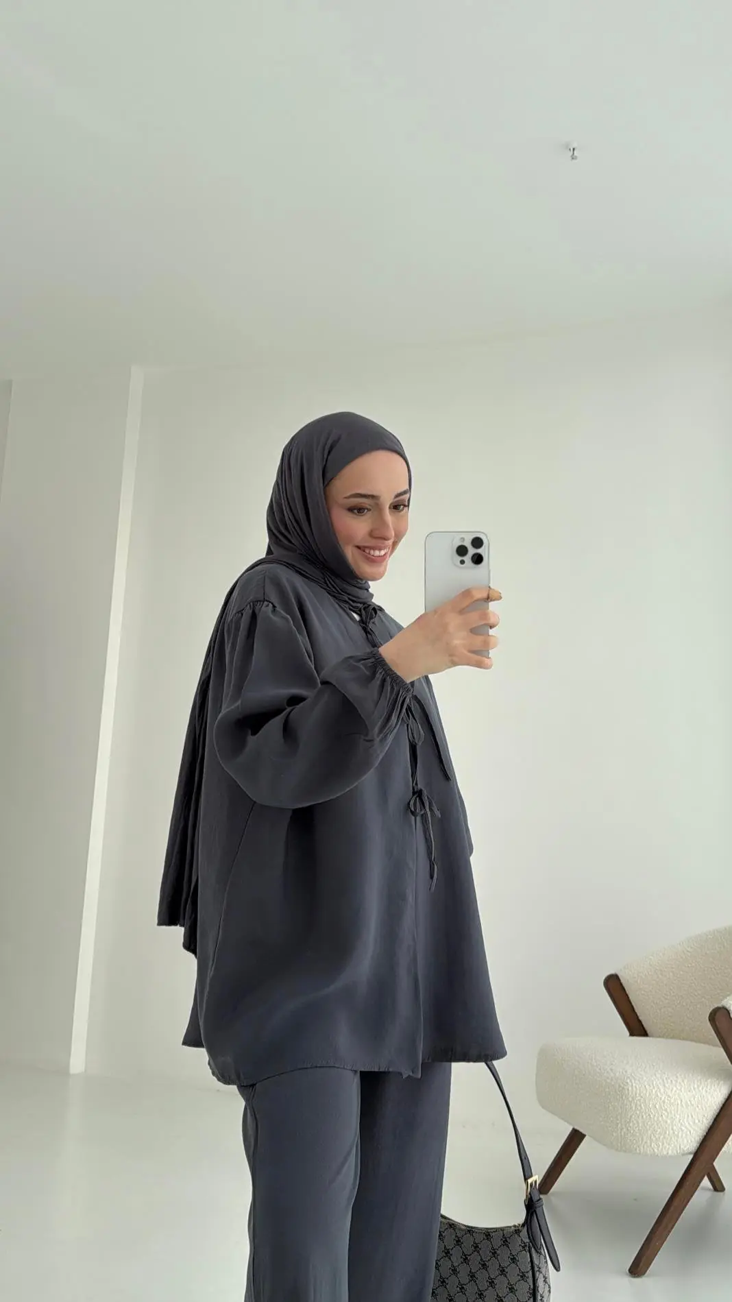 Tencel Bağlamalı Takım Gri
