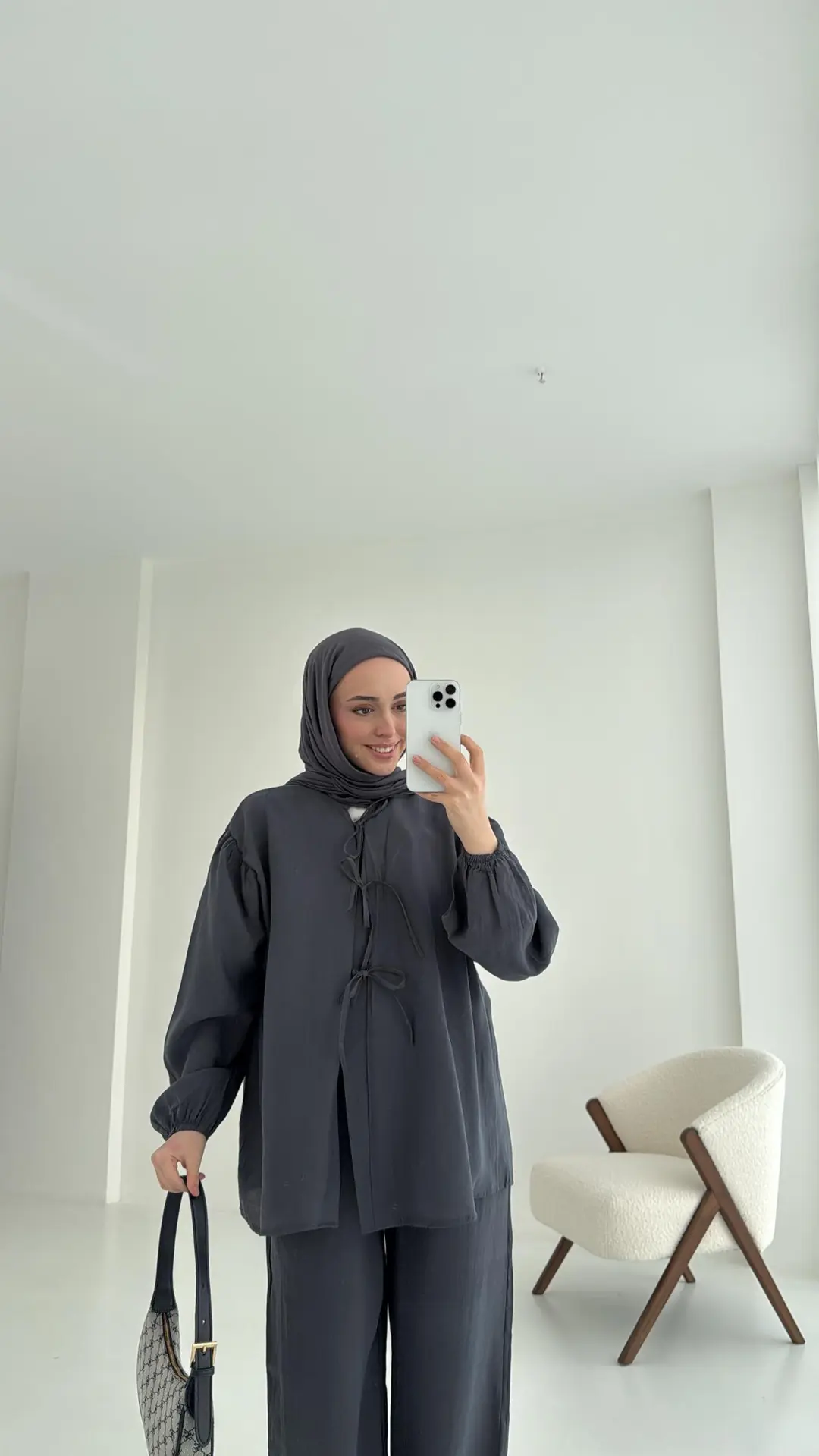 Tencel Bağlamalı Takım Gri