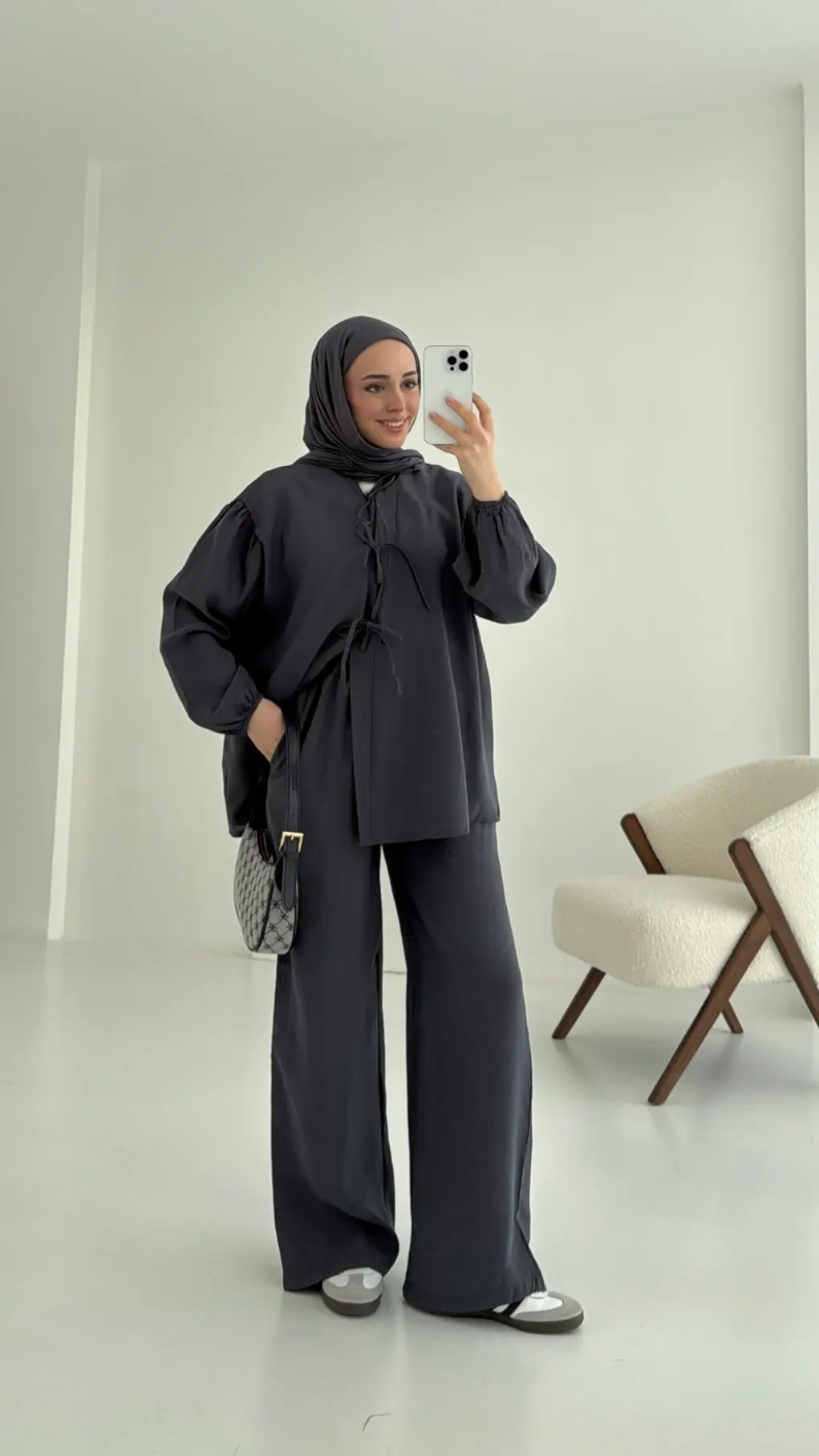 Tencel Bağlamalı Takım Gri