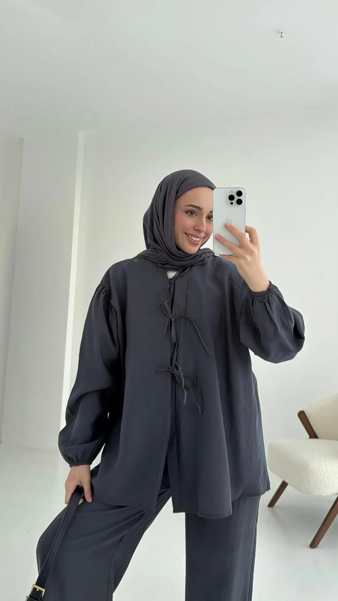 Tencel Bağlamalı Takım Gri