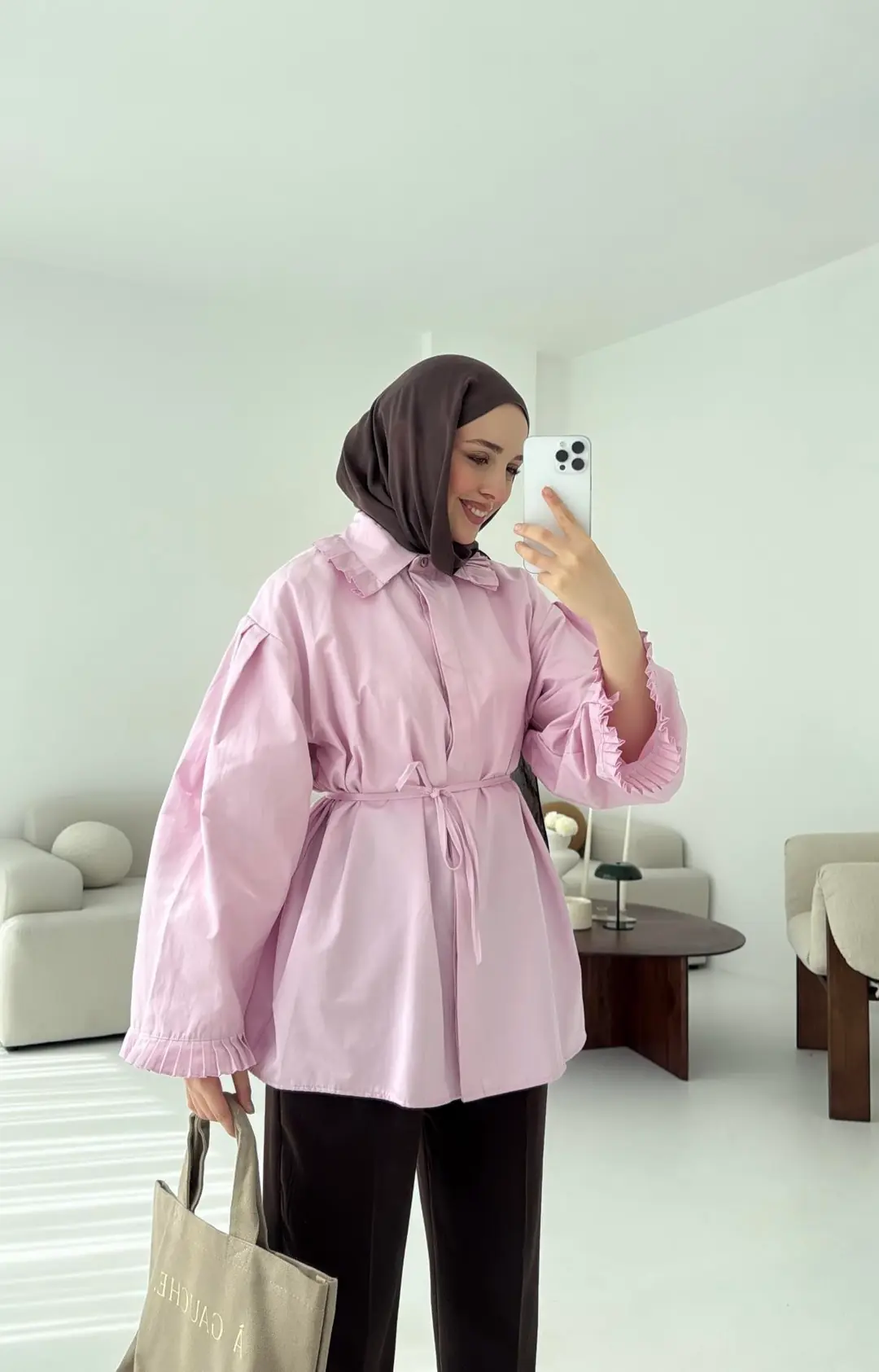 Pilise Detaylı Gömlek Pembe