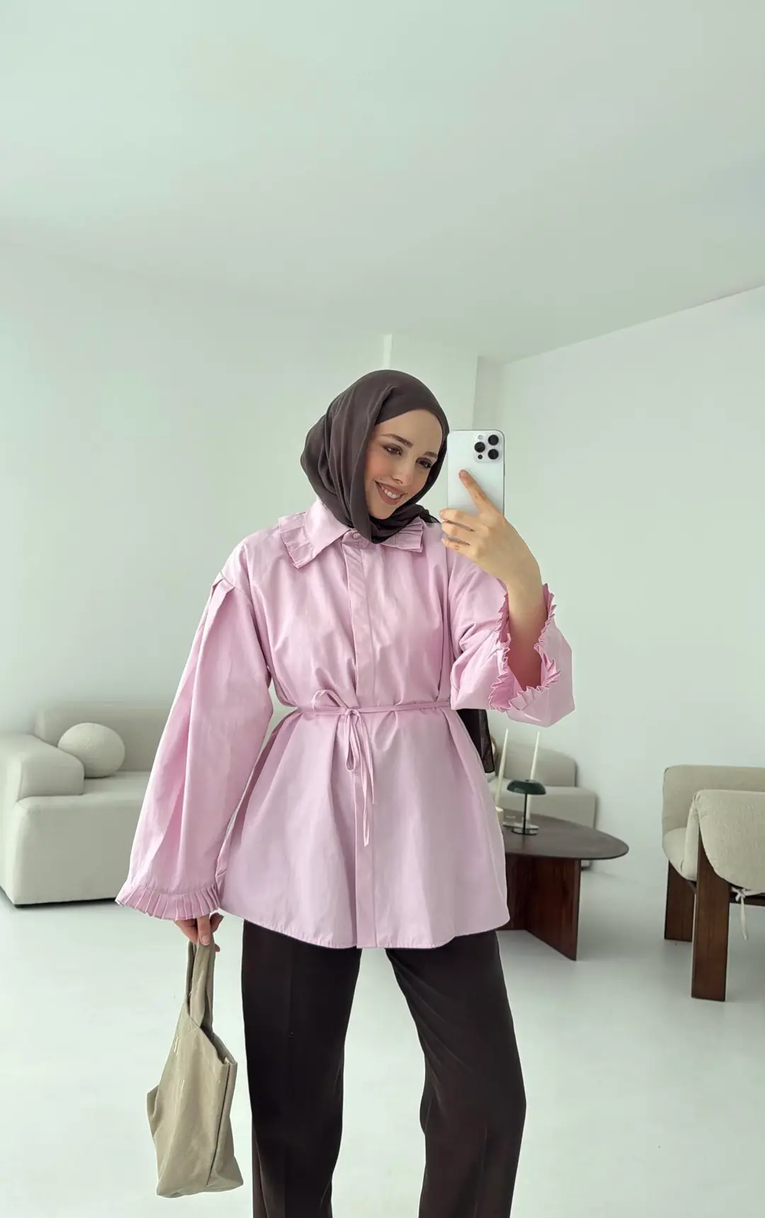 Pilise Detaylı Gömlek Pembe
