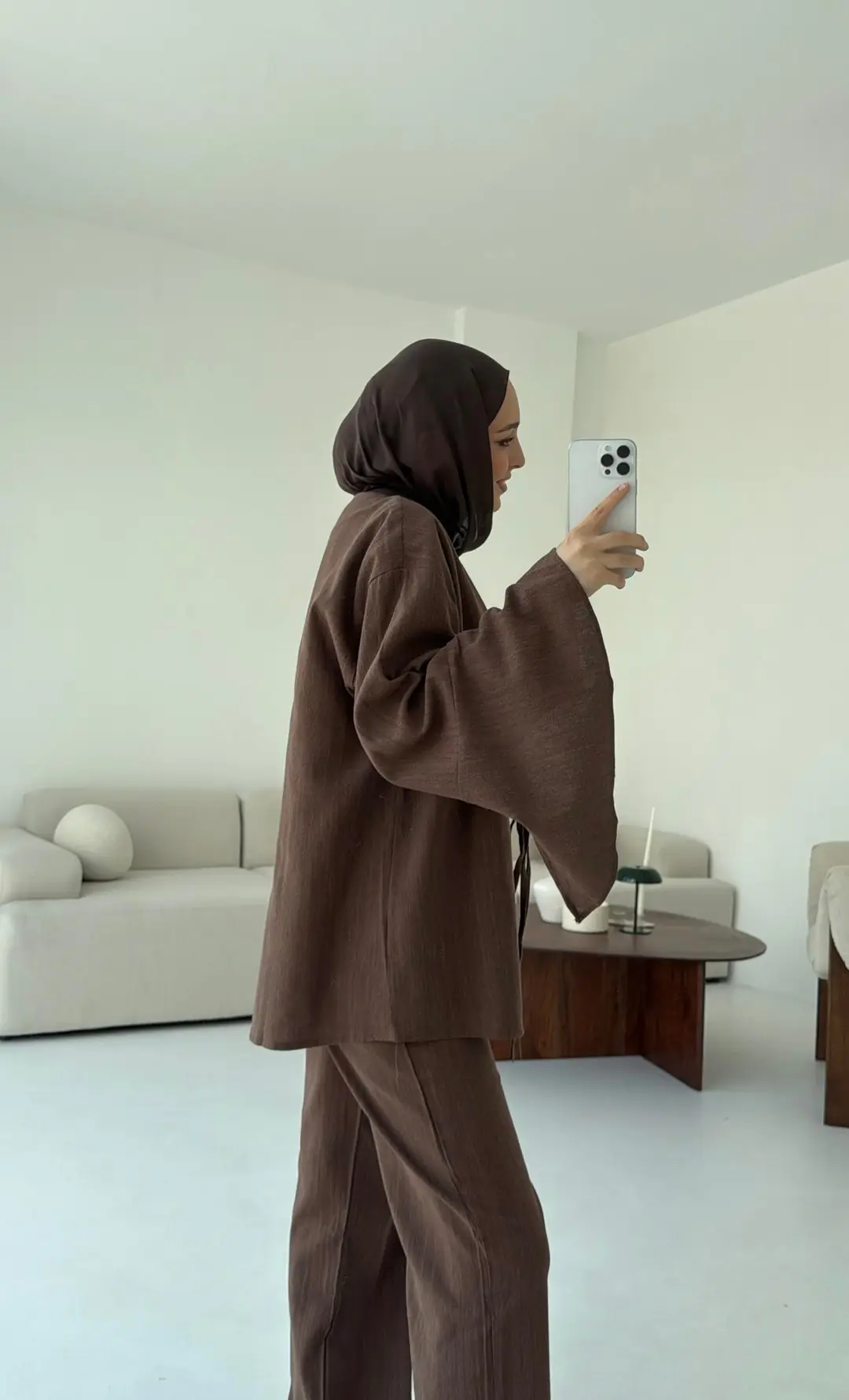 Pantolonu Deri Kemerli Kimono Takım