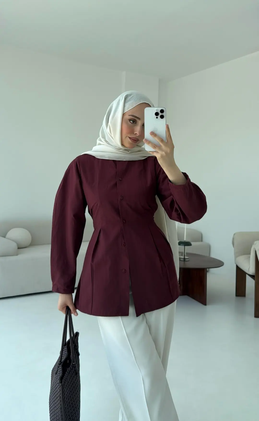 Belden Oturtmalı Gömlek Bordo