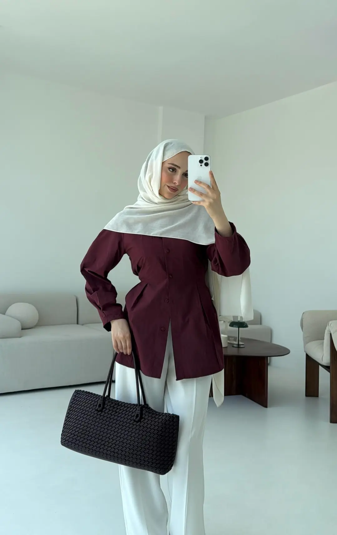 Belden Oturtmalı Gömlek Bordo