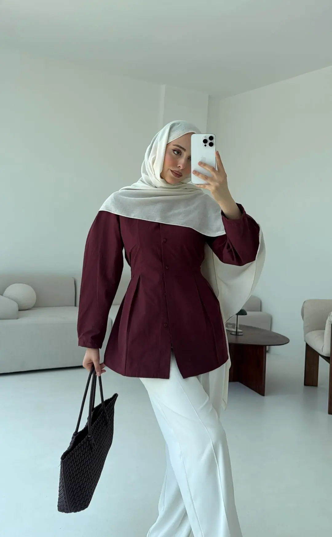 Belden Oturtmalı Gömlek Bordo