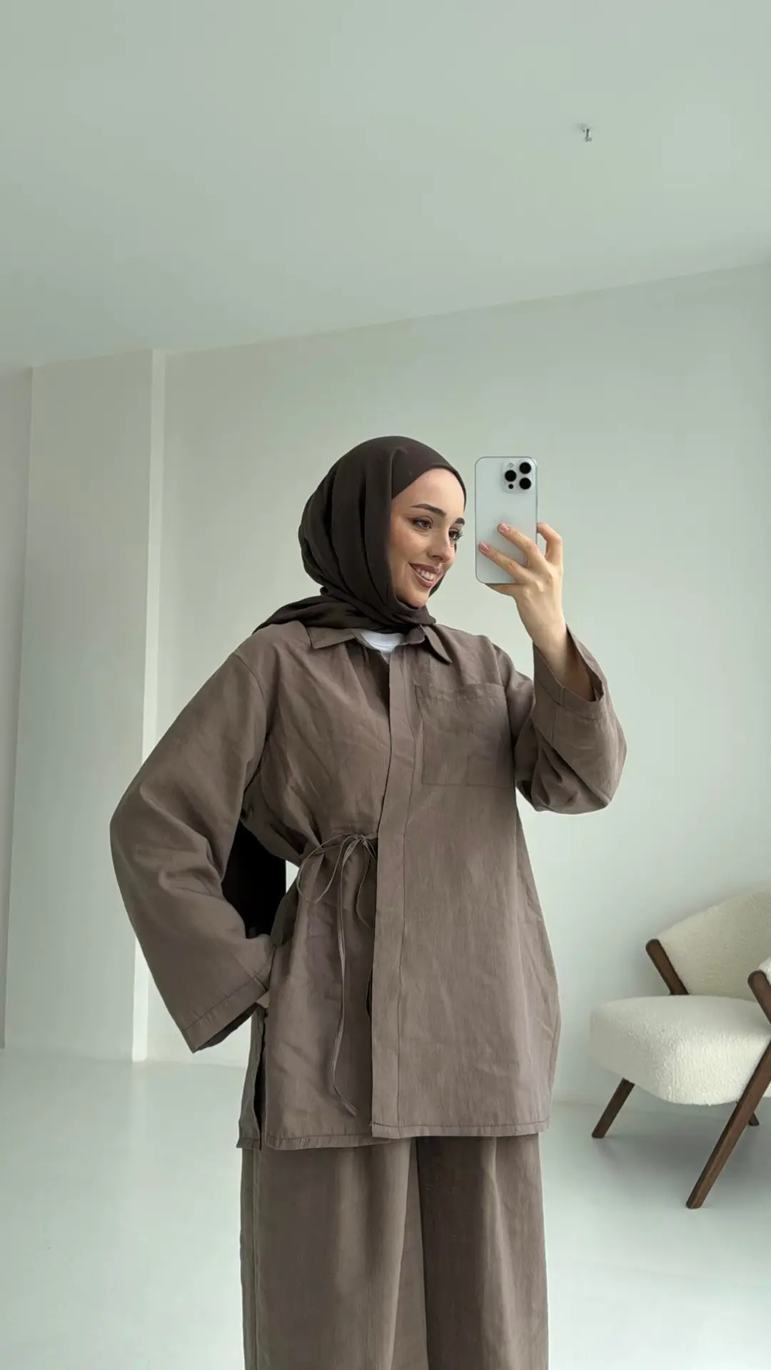 Pt Bağlamalı Bluz Takım Acık Kahve