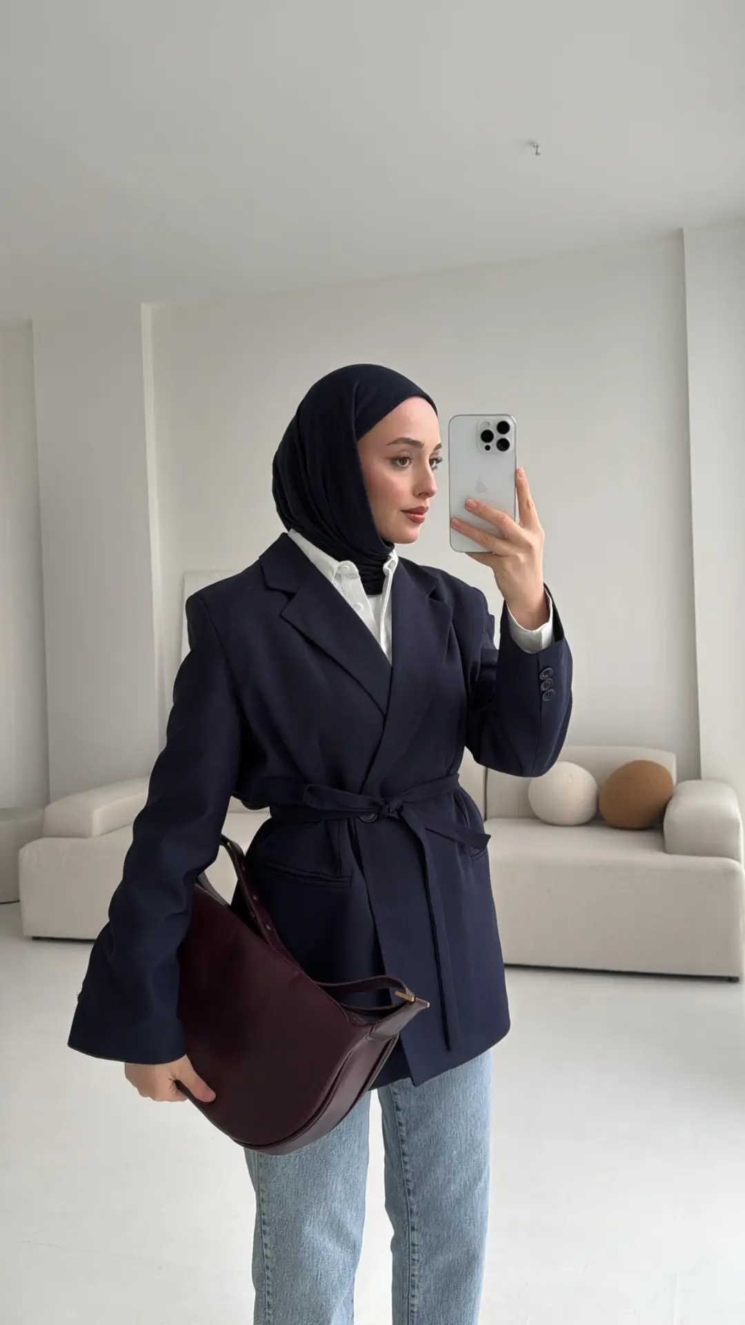 Bağlamalı Blazer Ceket Lacivert