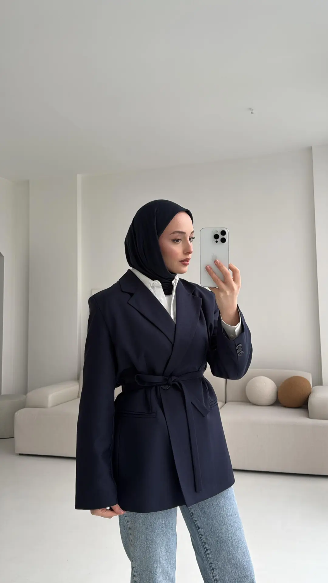 Bağlamalı Blazer Ceket Lacivert