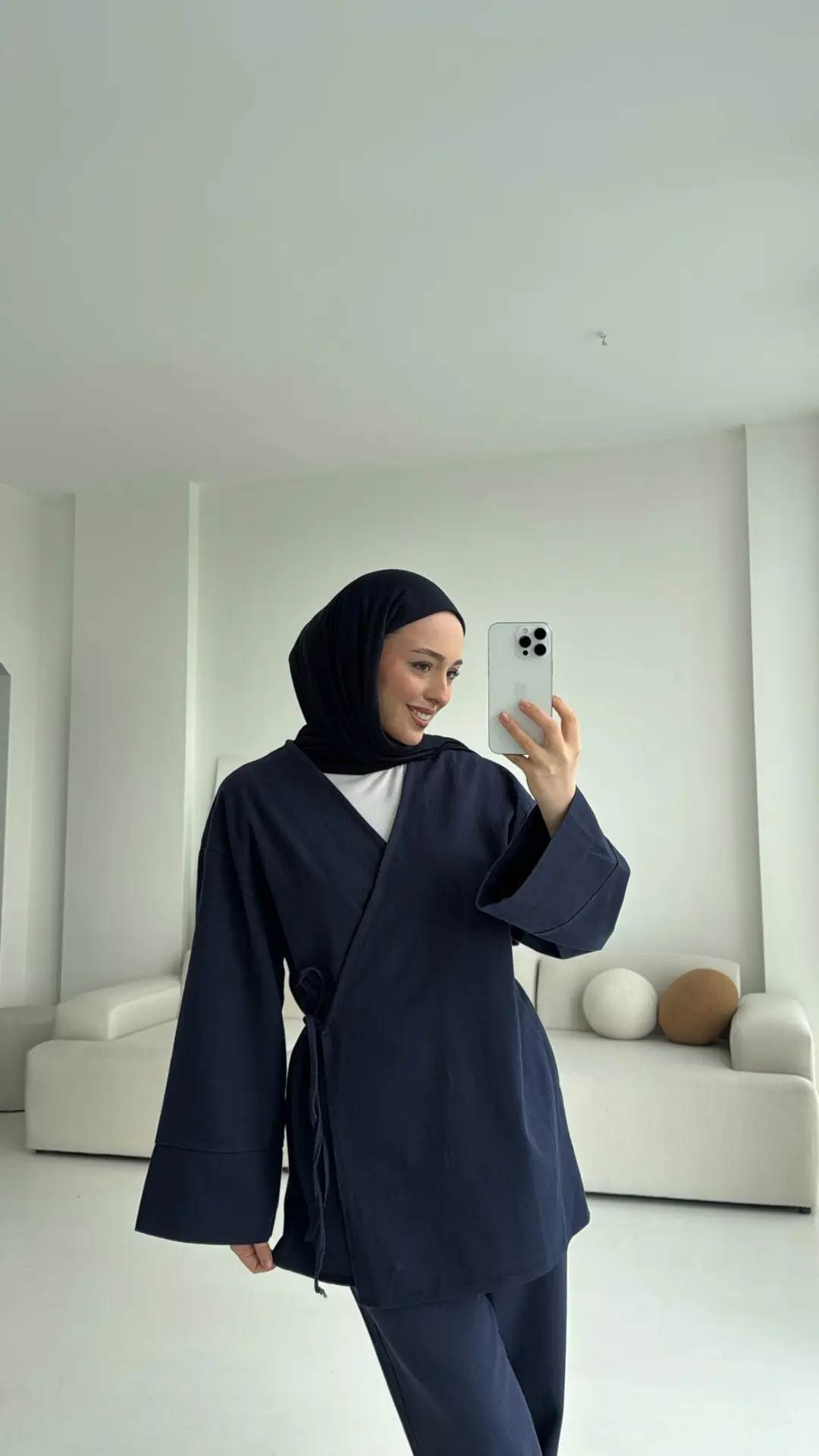 Lacivert Gabardin Kimono Takım